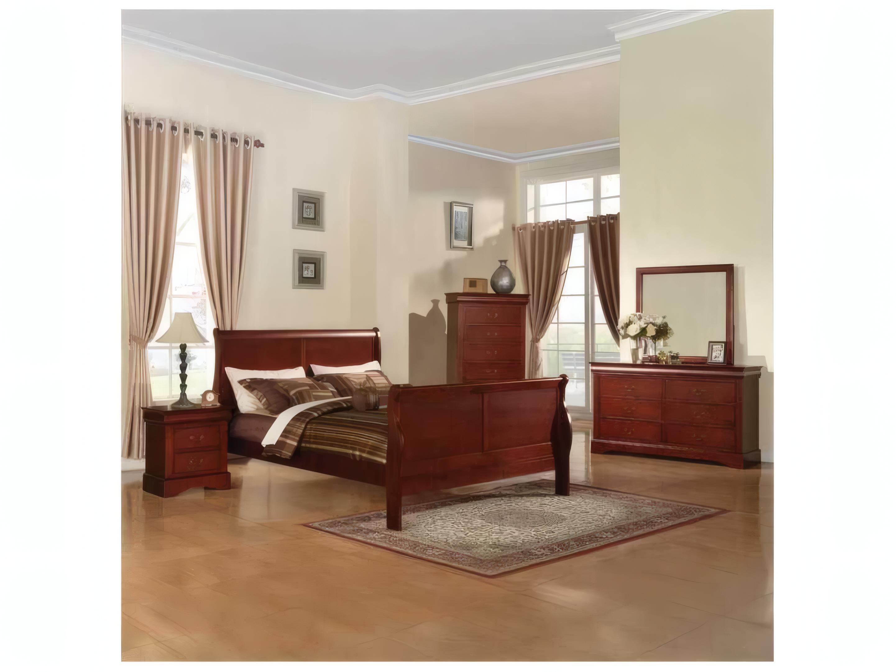 Acme Furniture Louis Philippe 6-Drawers Brown Pine Wood Double Dresser