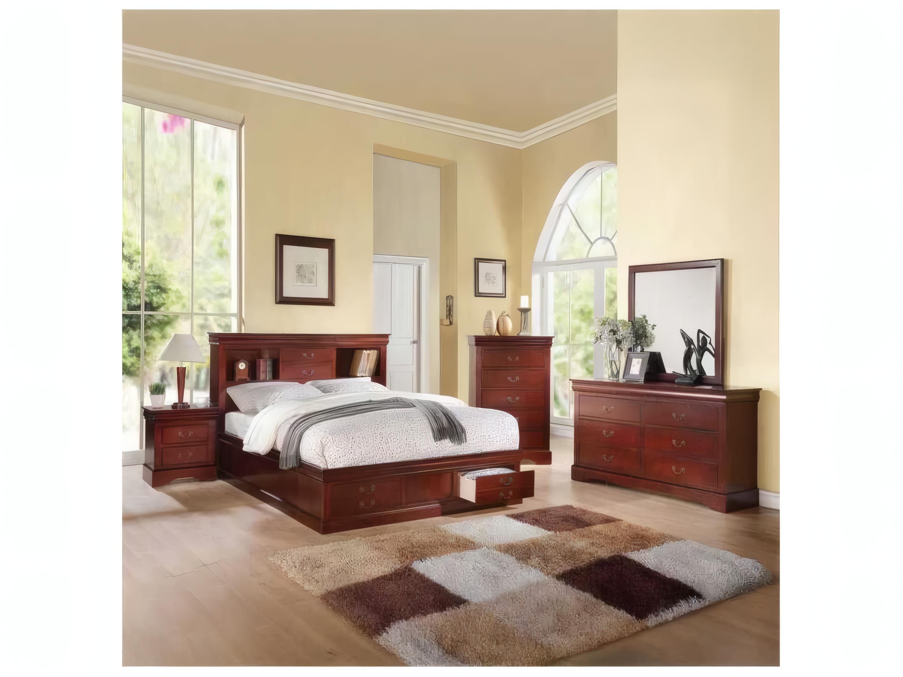 Acme Furniture Louis Philippe 6-Drawers Brown Pine Wood Double Dresser