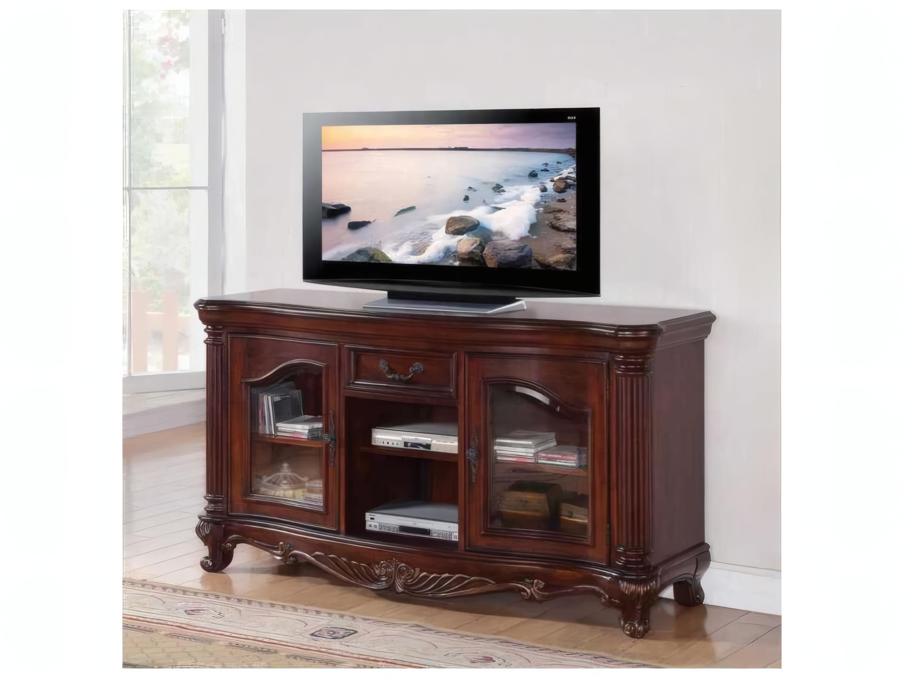 Acme Furniture 65" Poplar Wood Brown Cherry Media Console