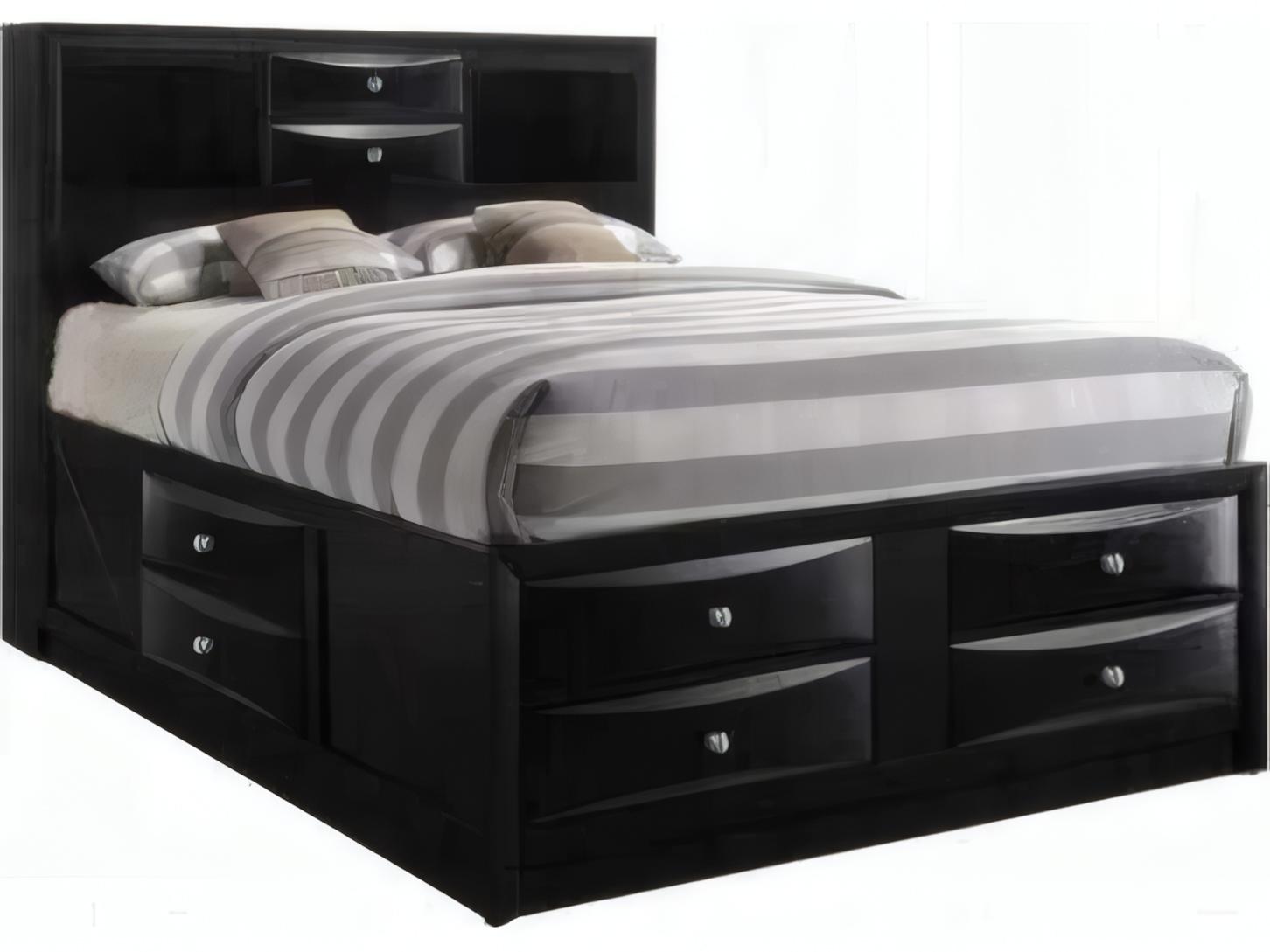 Acme Furniture Ireland Black Rubberwood Wood King Platform Bed