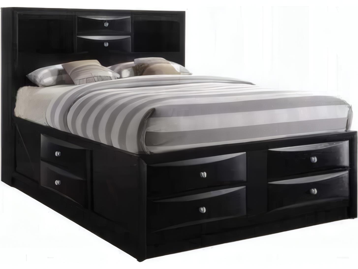 Acme Furniture Ireland Black Rubberwood Wood Queen Platform Bed