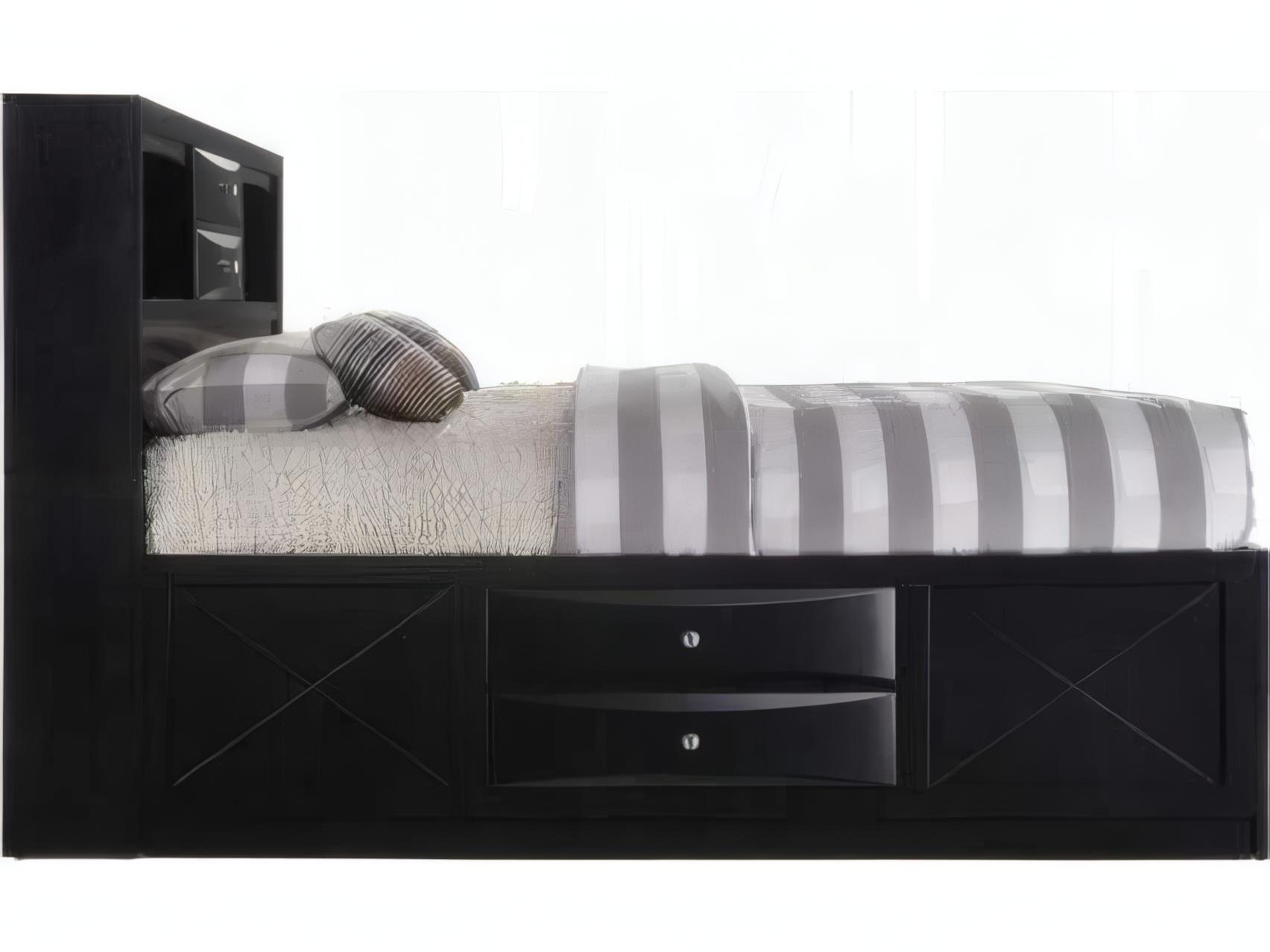 Acme Furniture Ireland Black Rubberwood Wood Queen Platform Bed