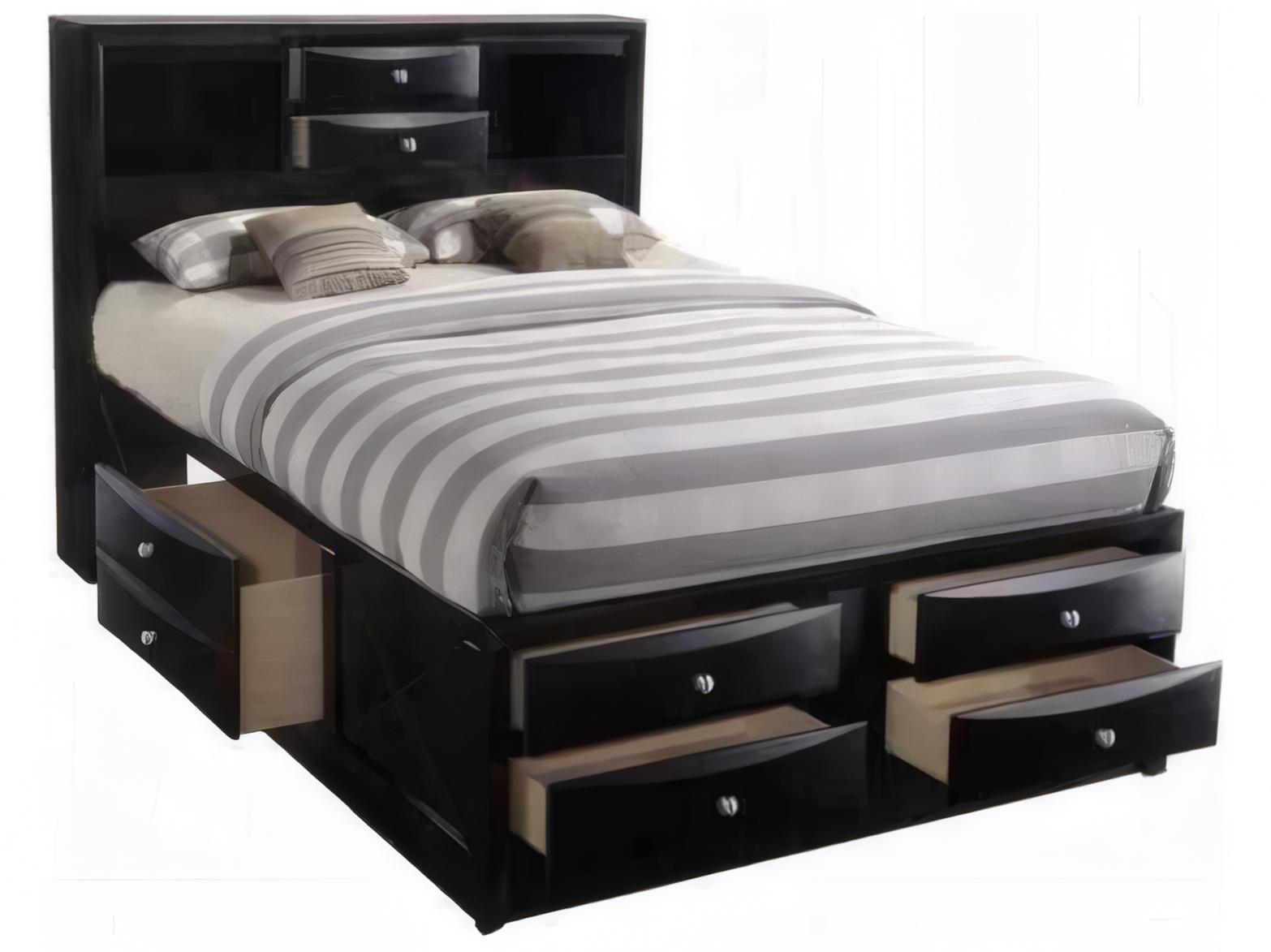 Acme Furniture Ireland Black Rubberwood Wood Queen Platform Bed