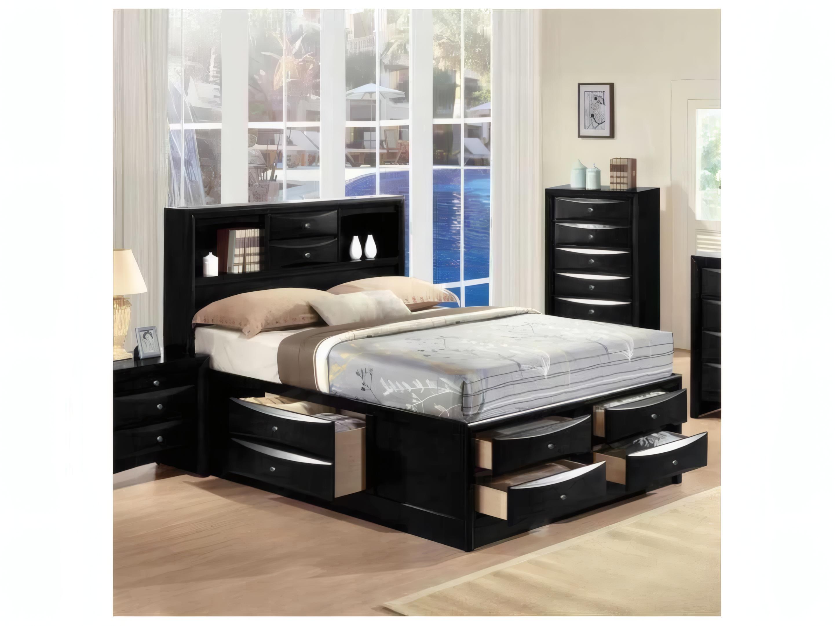 Acme Furniture Ireland Black Rubberwood Wood Queen Platform Bed