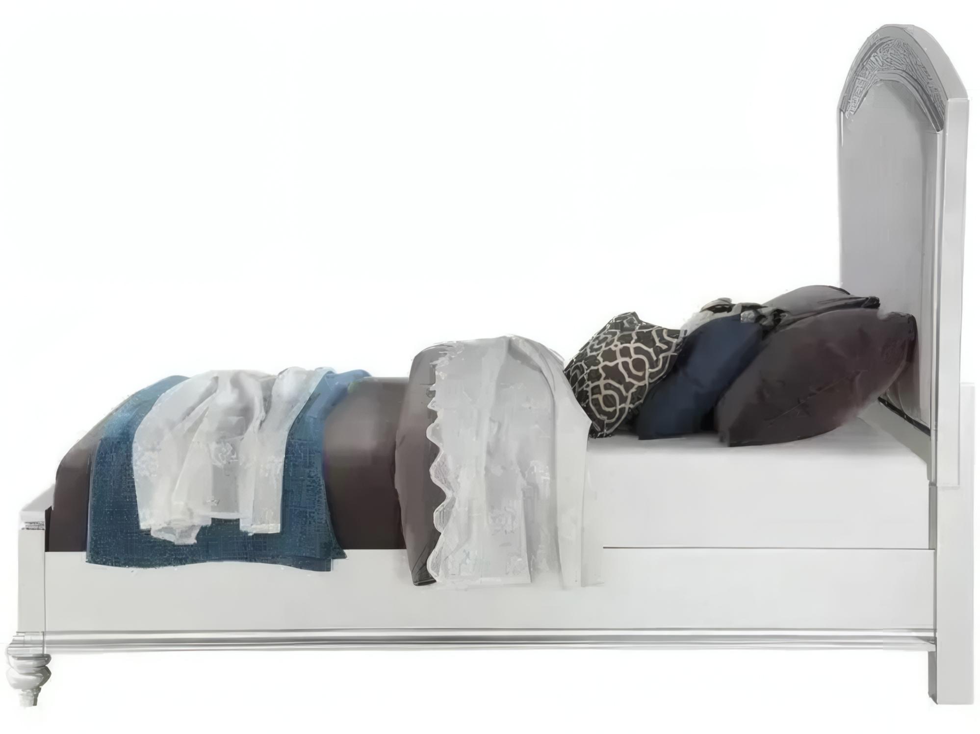 Acme Furniture Maverick Fabric Platinum White Poplar Wood Upholstered Queen Platform Bed