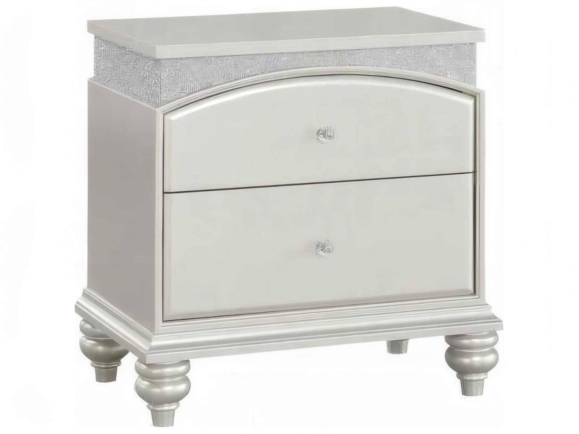 Acme Furniture Maverick 2-Drawers Silver Poplar Wood Nightstand