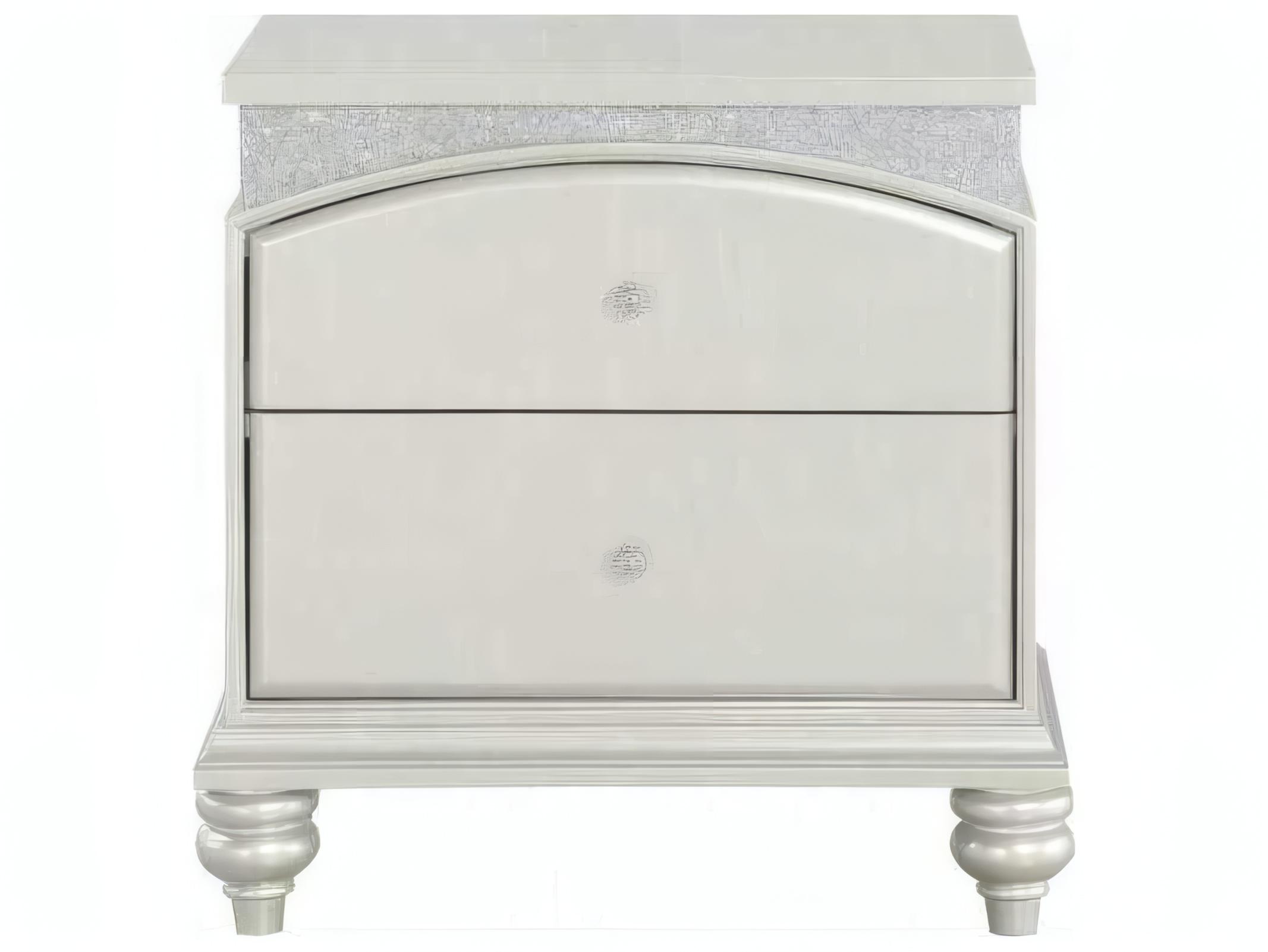 Acme Furniture Maverick 2-Drawers Silver Poplar Wood Nightstand