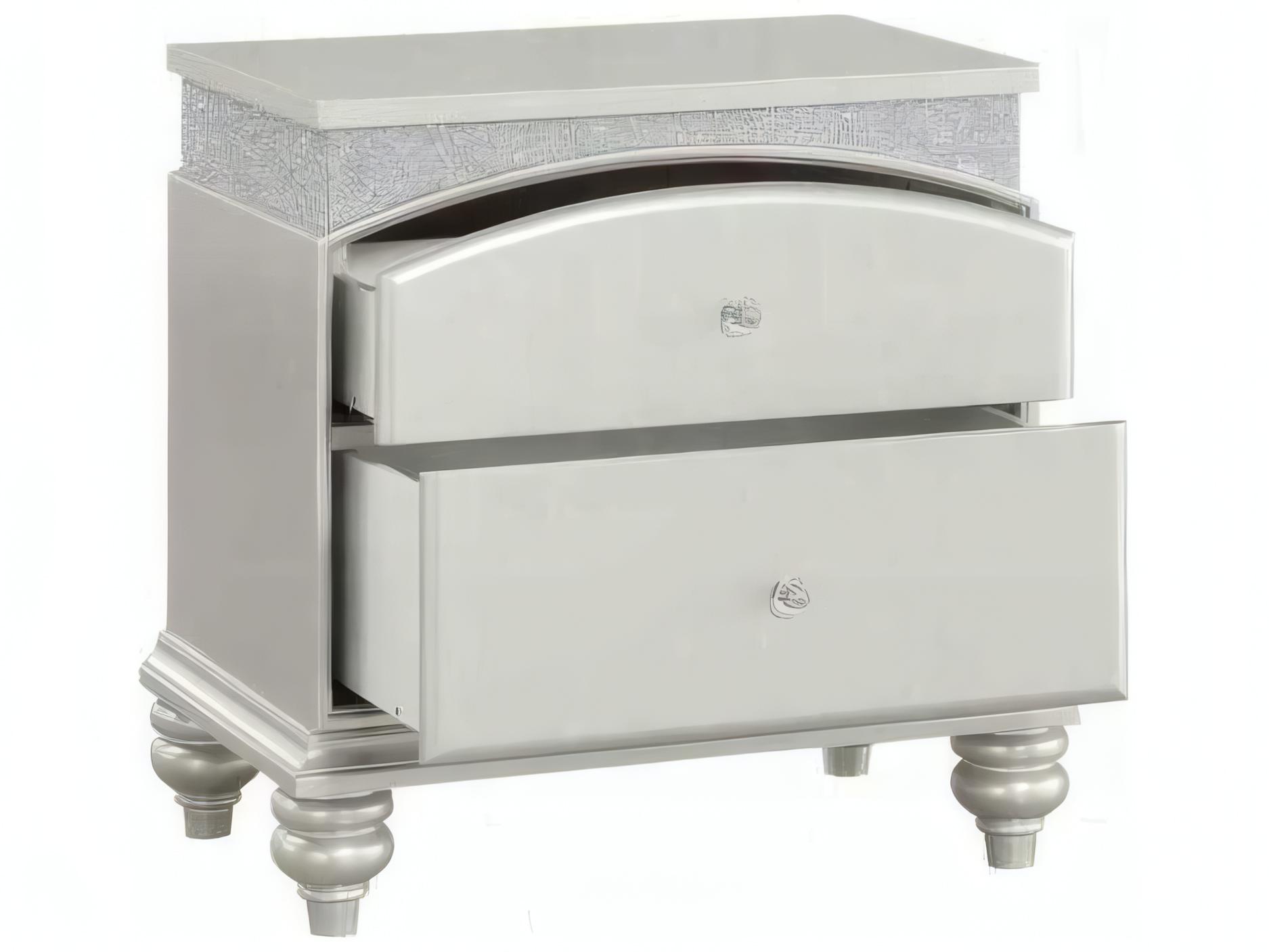 Acme Furniture Maverick 2-Drawers Silver Poplar Wood Nightstand