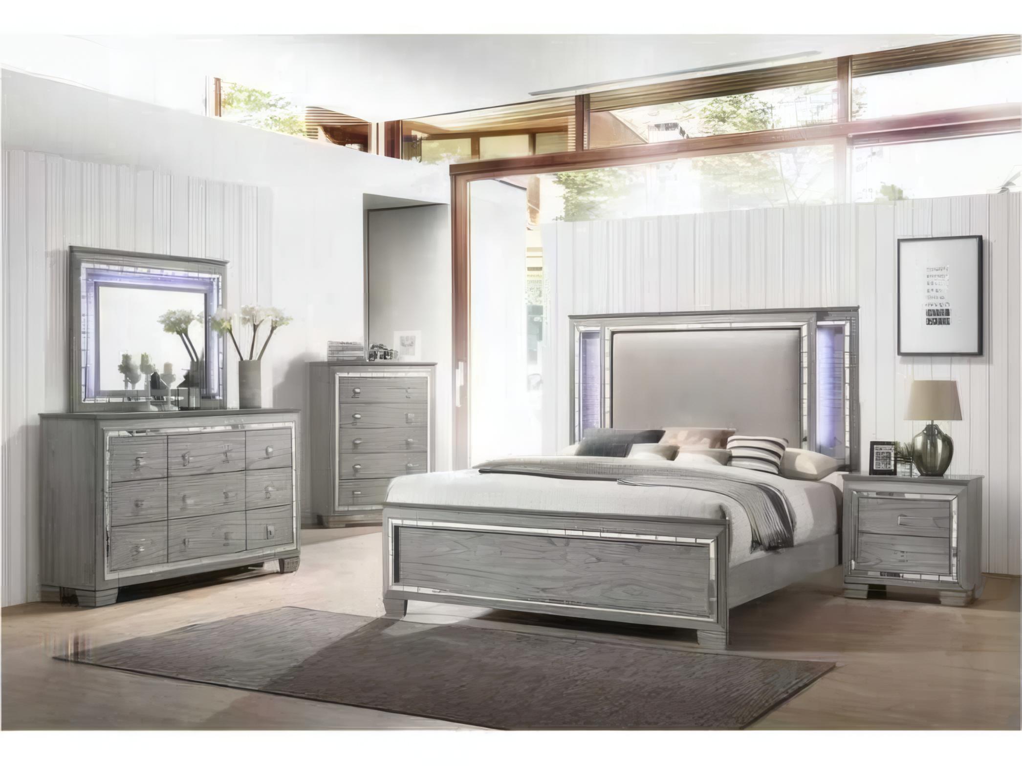 Acme Furniture Antares Light Gray Oak Rectangular Dresser Mirror