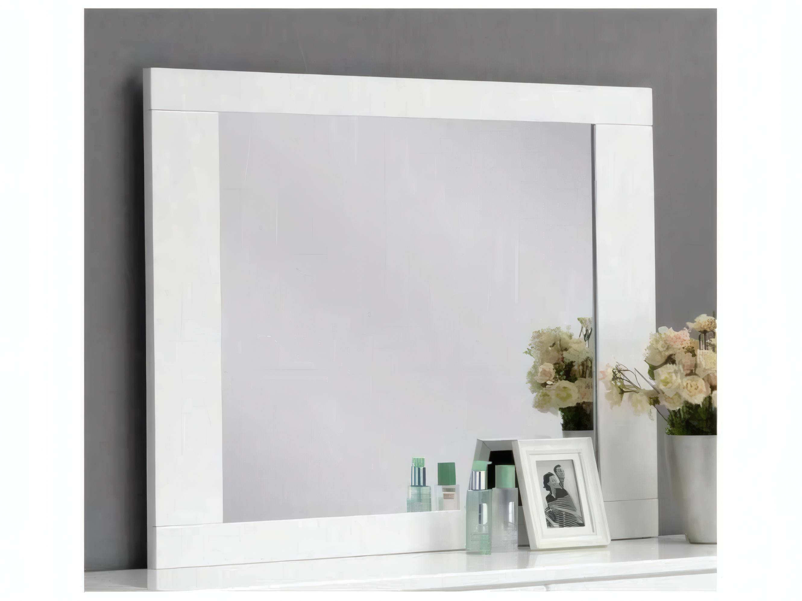 Acme Furniture Lorimar White Chrome Leg Rectangular Wall Mirror