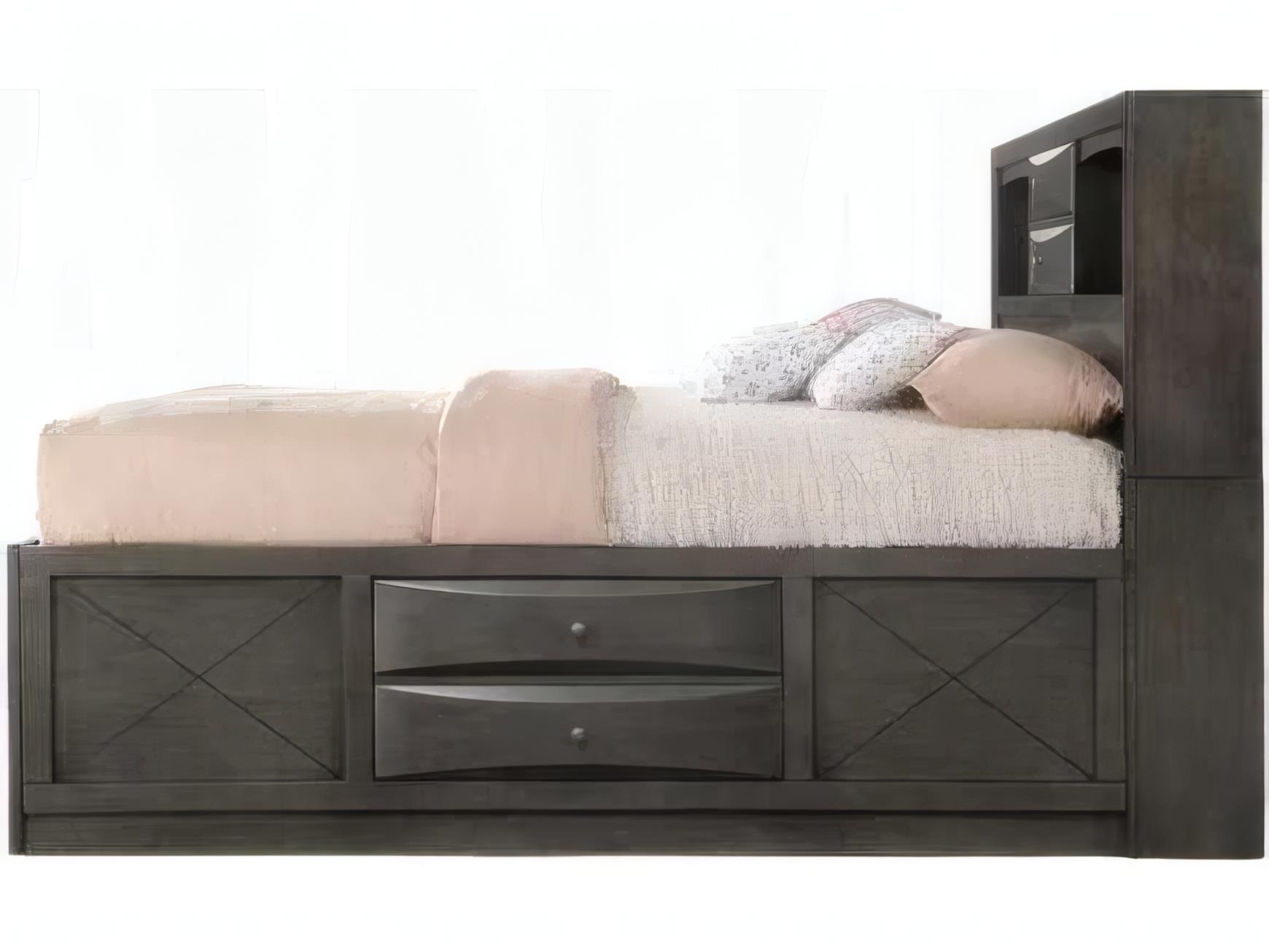 Acme Furniture Ireland Gray Oak Rubberwood Wood King Platform Bed