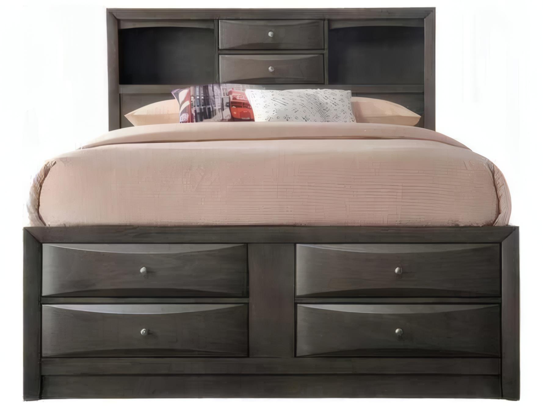 Acme Furniture Ireland Gray Oak Rubberwood Wood Queen Platform Bed