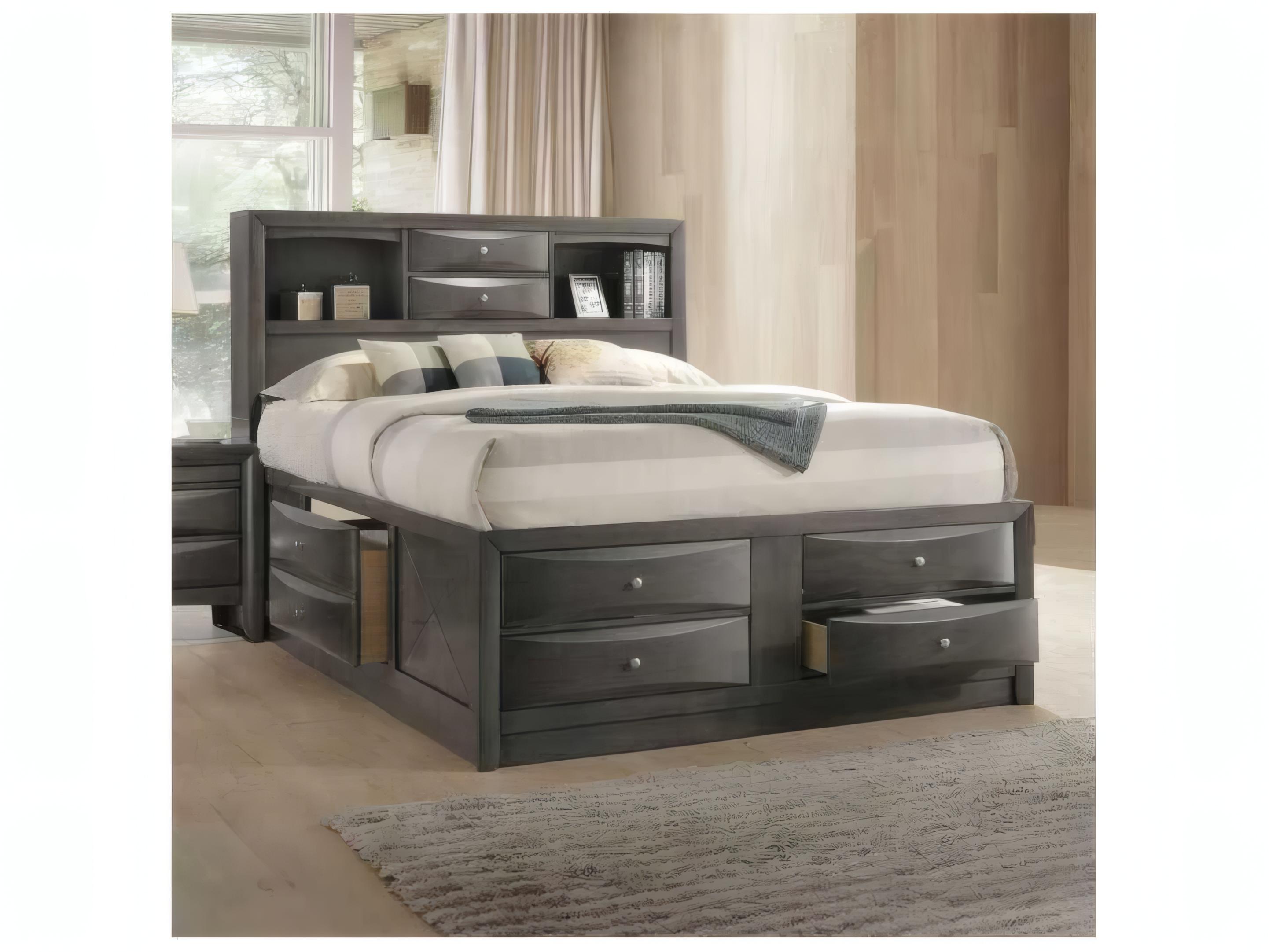 Acme Furniture Ireland Gray Oak Rubberwood Wood Queen Platform Bed