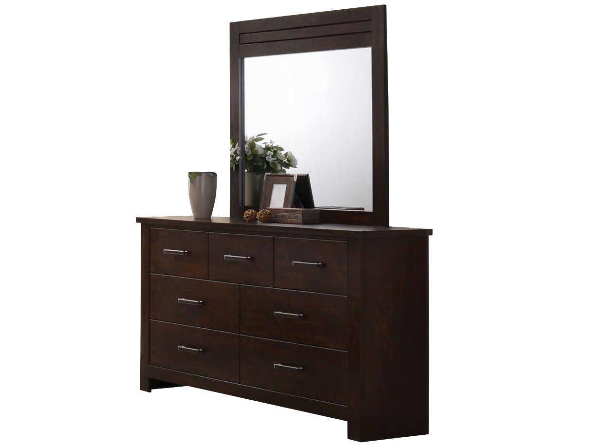 Acme Furniture Panang 7-Drawers Brown Mahogany Wood Double Dresser with Mirror