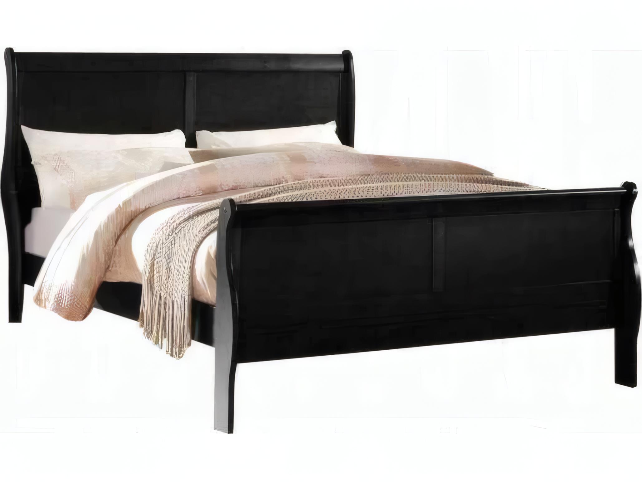 Acme Furniture Louis Philippe Black Solid Wood King Sleigh Bed