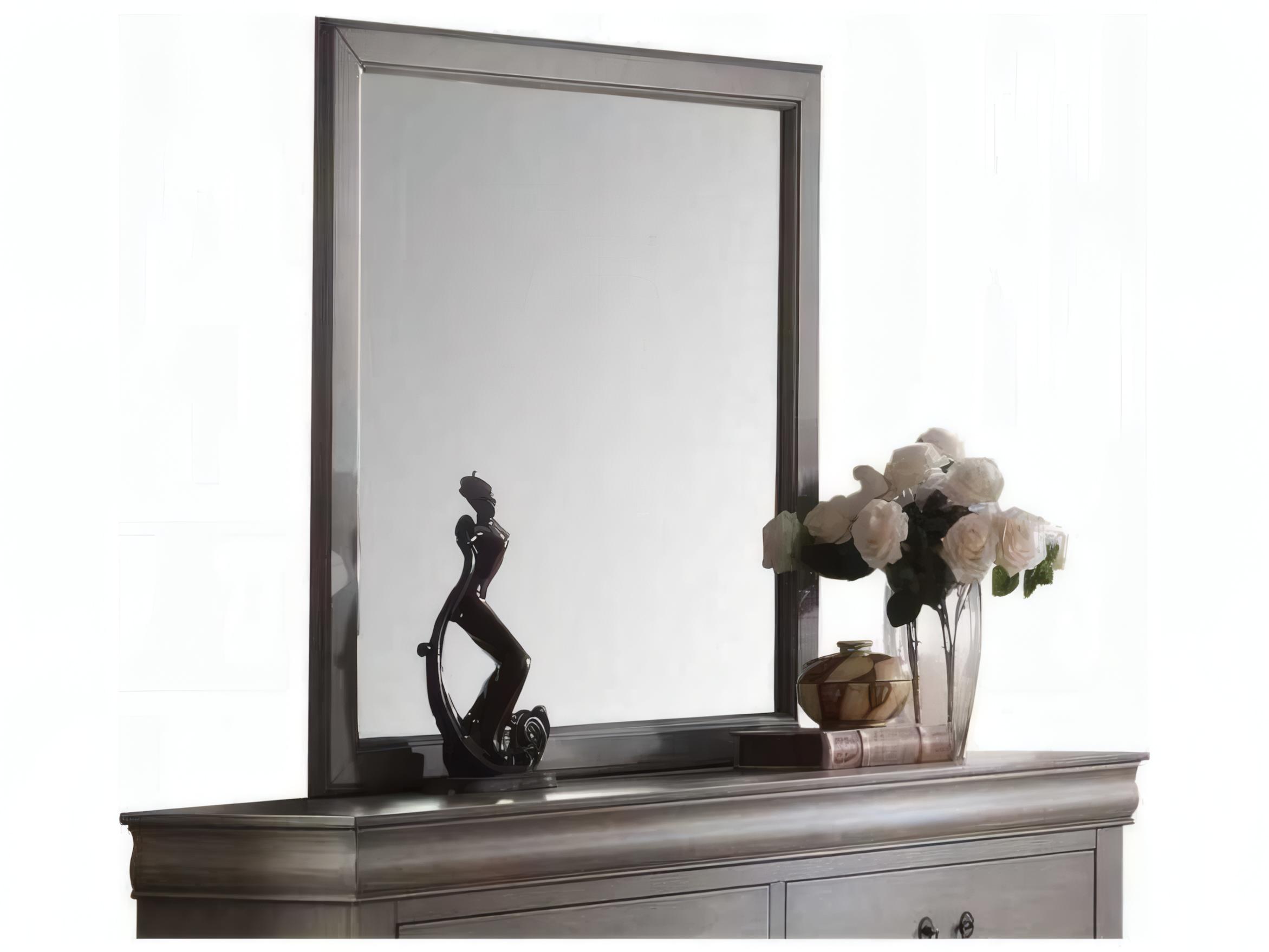 Acme Furniture Louis Philippe Antique Gray Rectangular Wall Mirror