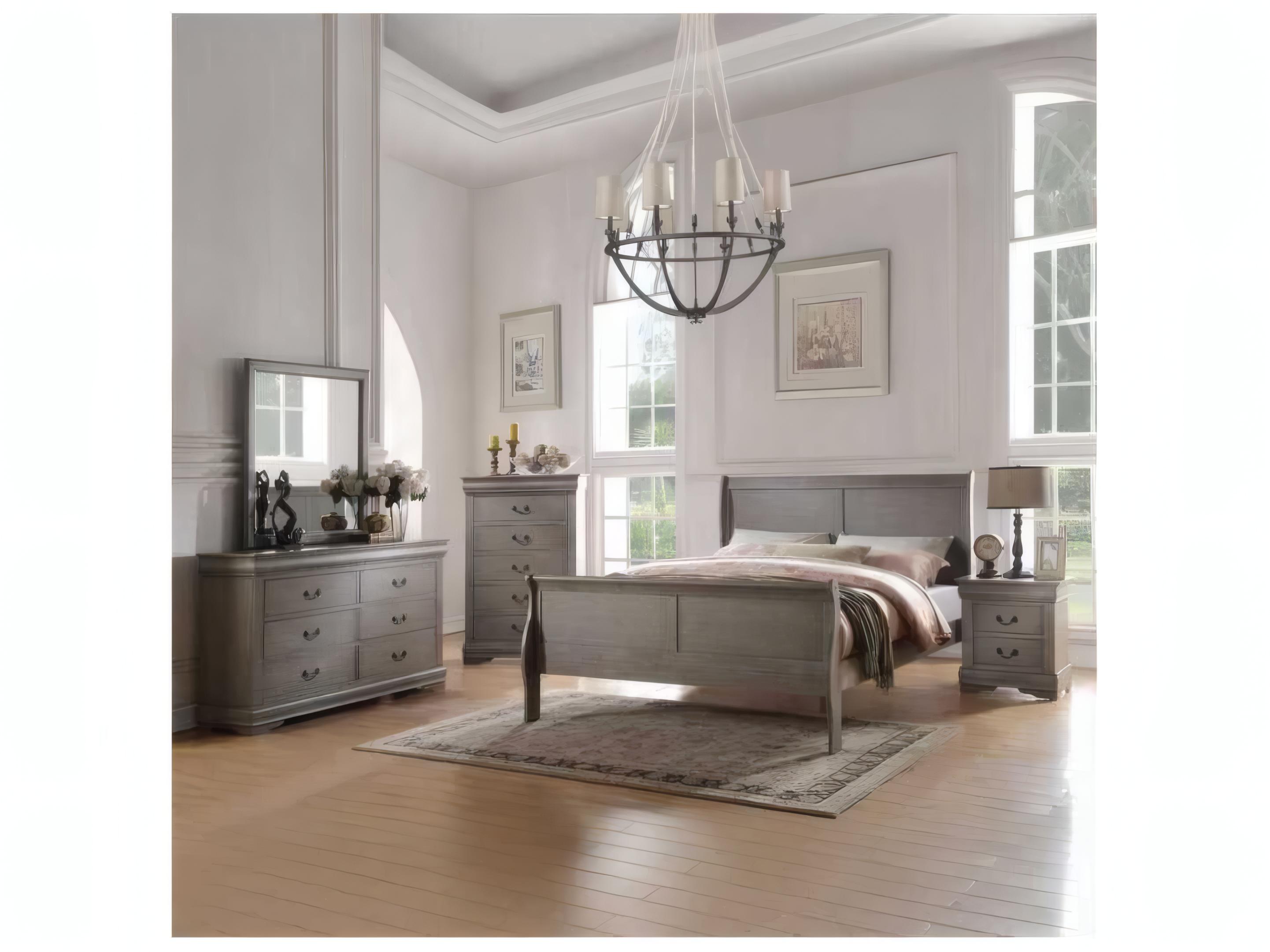 Acme Furniture Louis Philippe Antique Gray Rectangular Wall Mirror