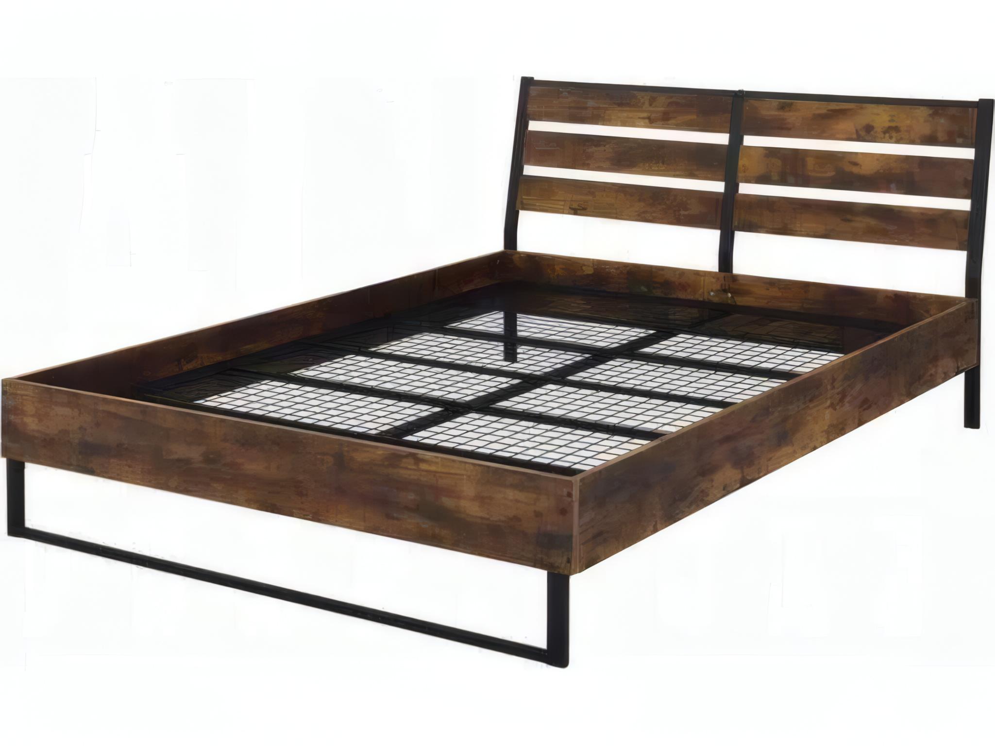 Acme Furniture Juvanth Rustic Oak Black Brown Solid Wood King Platform Bed