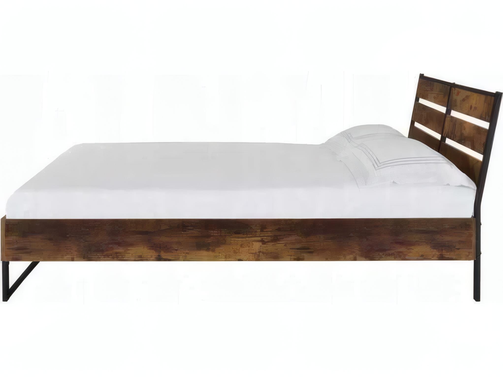 Acme Furniture Juvanth Rustic Oak Black Brown Solid Wood King Platform Bed
