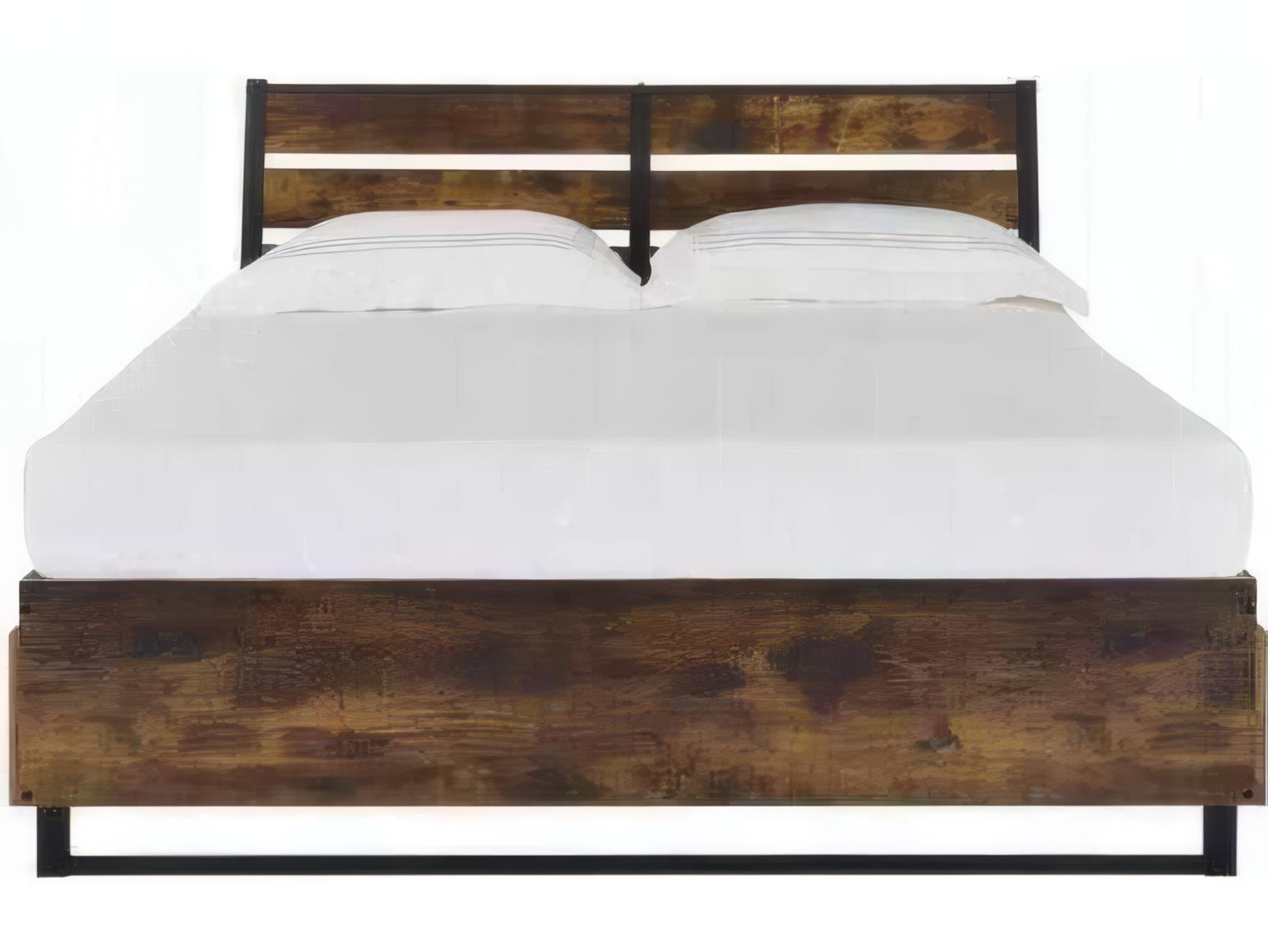 Acme Furniture Juvanth Rustic Oak Black Brown Solid Wood King Platform Bed