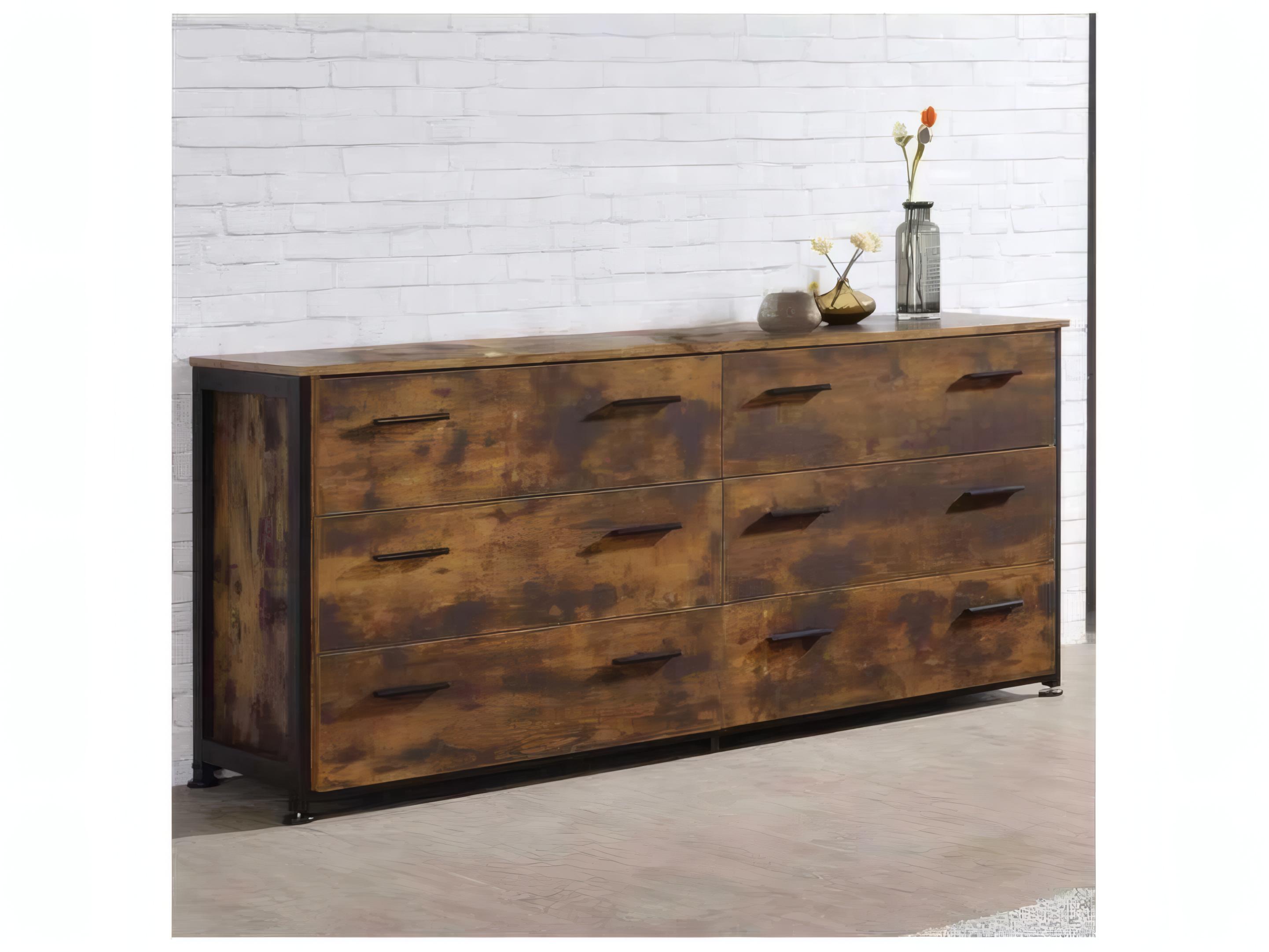 Acme Furniture Juvanth 6-Drawers Brown Solid Wood Double Dresser