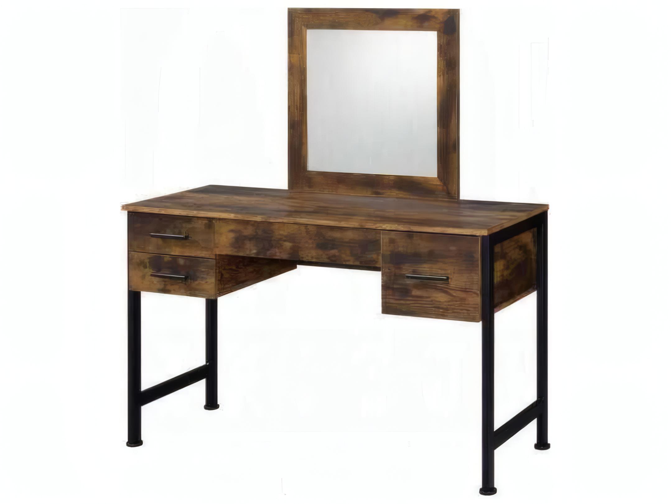 Acme Furniture Juvanth Rustic Oak Black Solid Wood Vanity Table