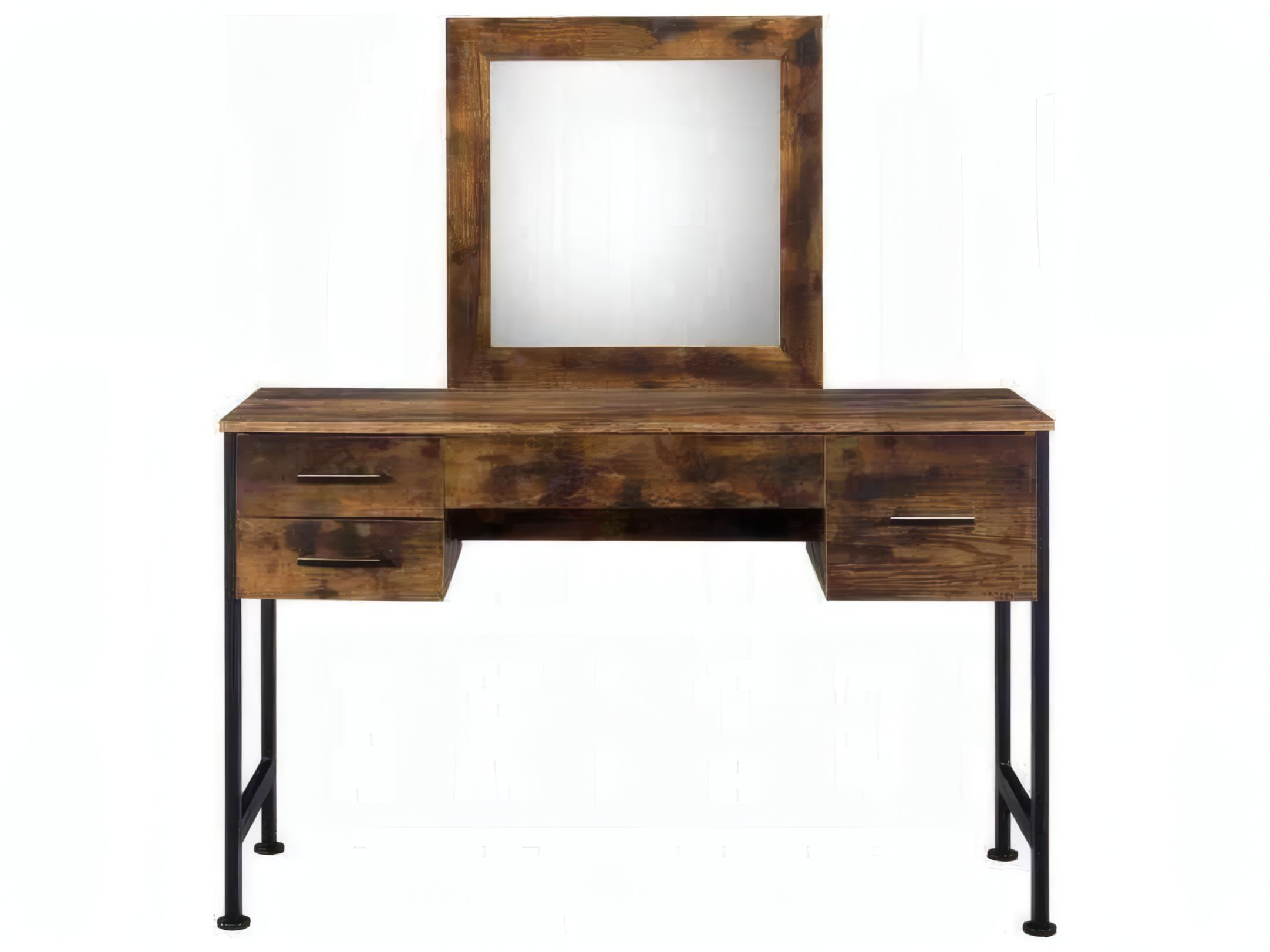 Acme Furniture Juvanth Rustic Oak Black Solid Wood Vanity Table