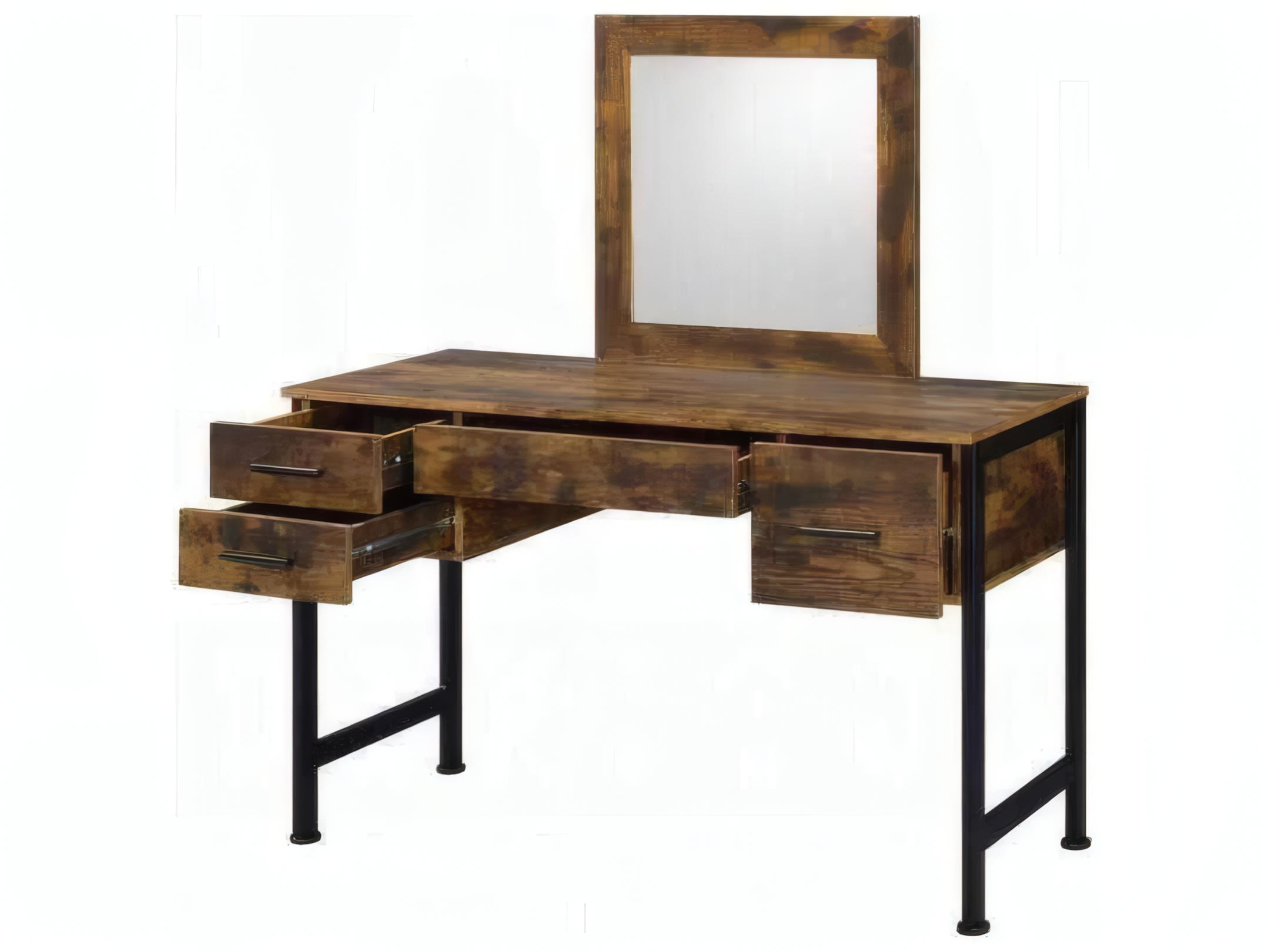 Acme Furniture Juvanth Rustic Oak Black Solid Wood Vanity Table