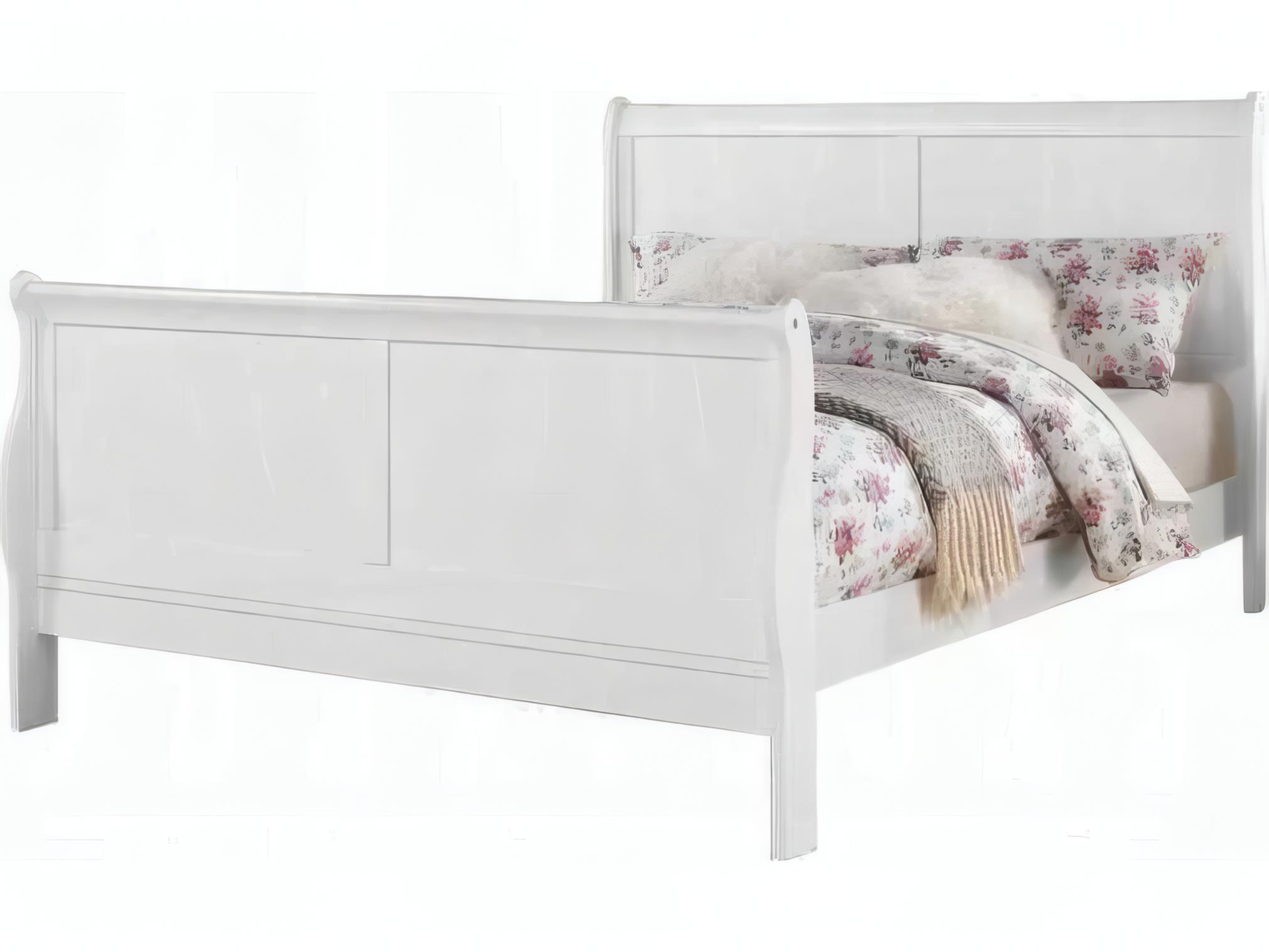 Acme Furniture Louis Philippe White Pine Wood Queen Sleigh Bed