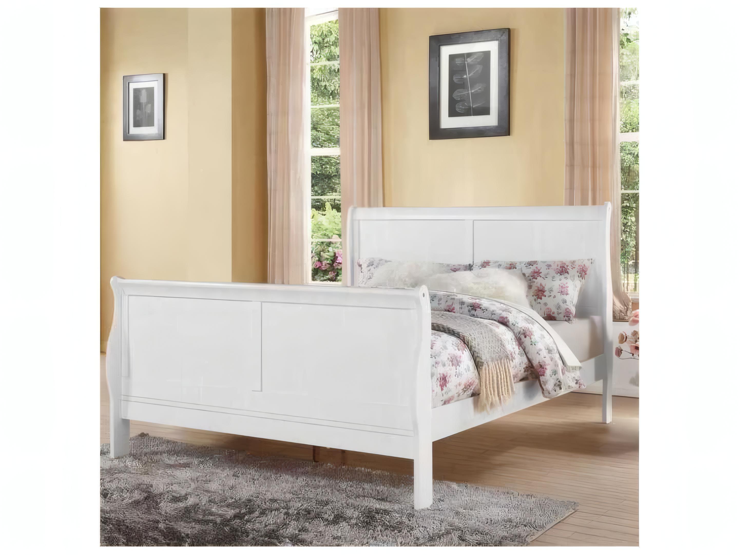 Acme Furniture Louis Philippe White Pine Wood Queen Sleigh Bed