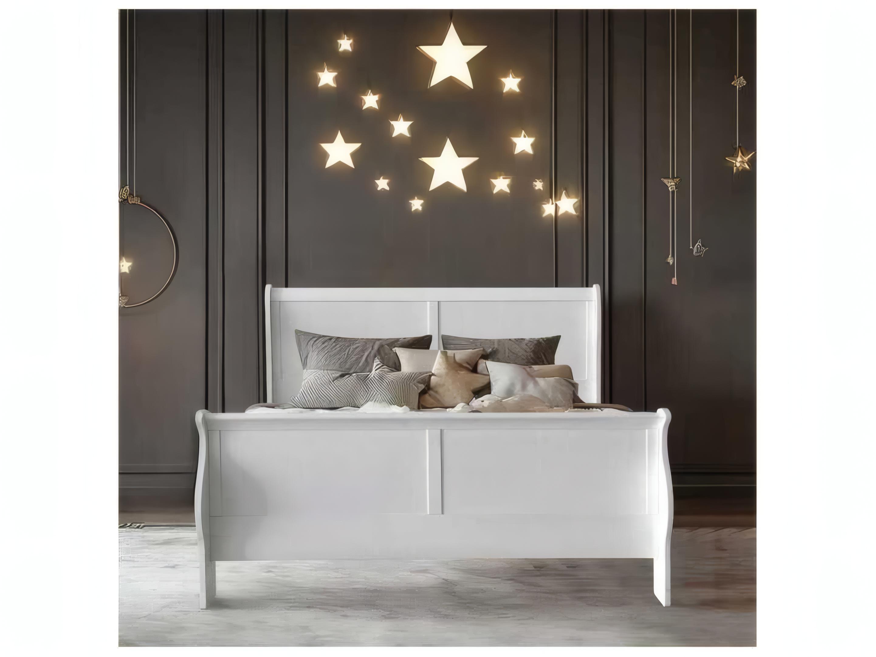 Acme Furniture Louis Philippe White Pine Wood Queen Sleigh Bed