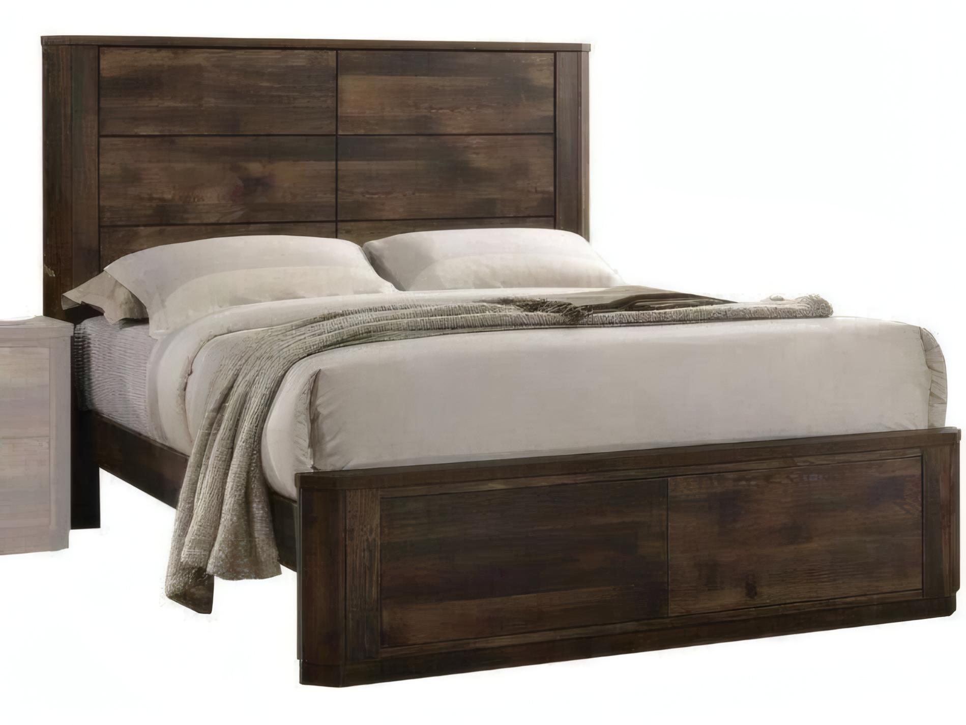 Acme Furniture Elettra Rustic Walnut Brown Rubberwood Wood Queen Platform Bed