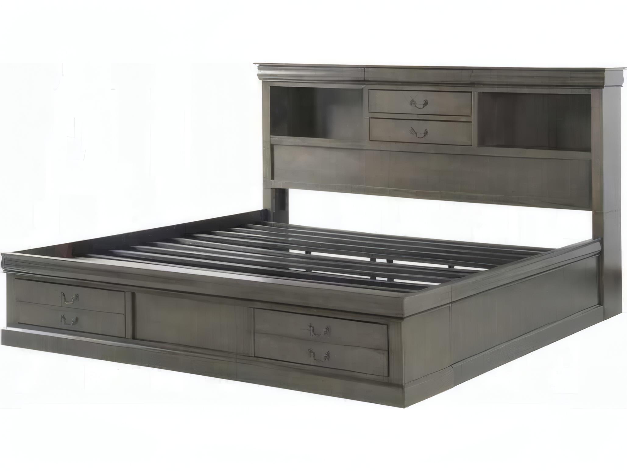 Acme Furniture Louis Philippe Dark Gray Rubberwood Wood Queen Platform Bed