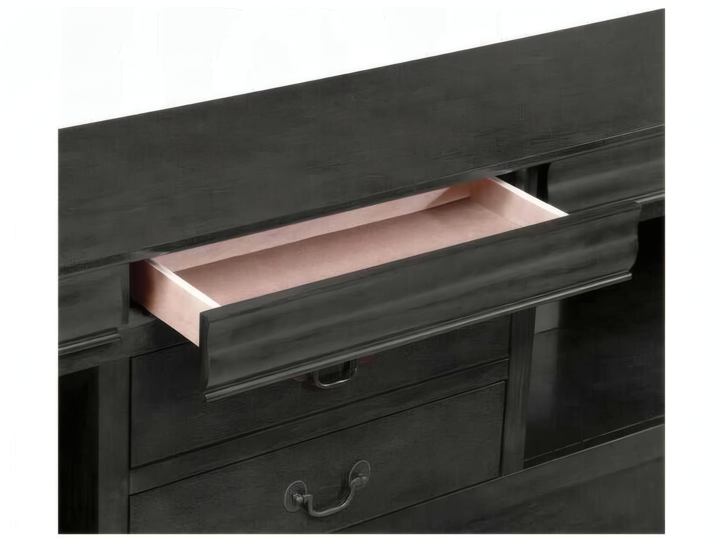 Acme Furniture Louis Philippe Dark Gray Rubberwood Wood Queen Platform Bed