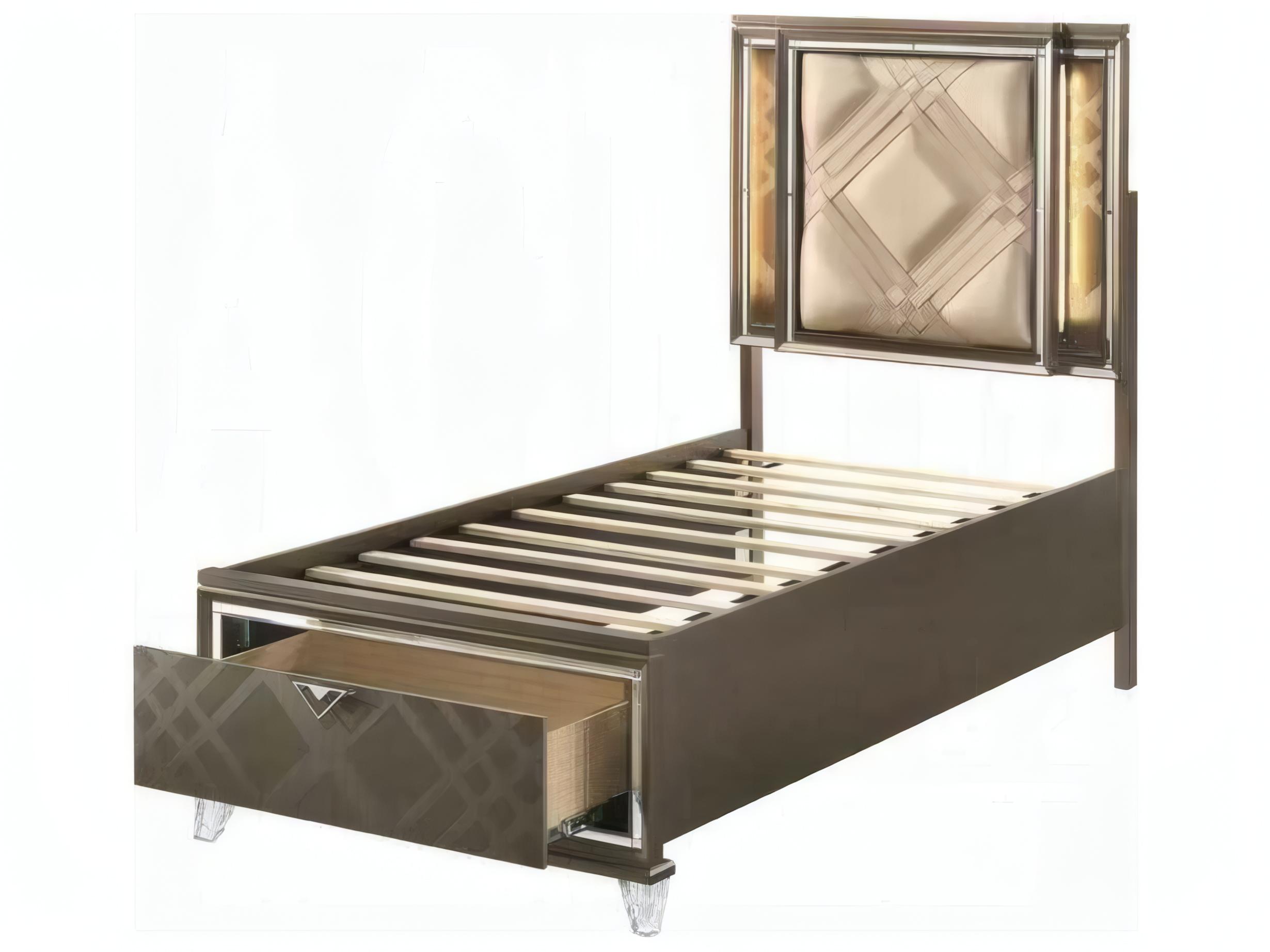 Acme Furniture Skylar Dark Champagne Rubberwood Wood Full Platform Bed