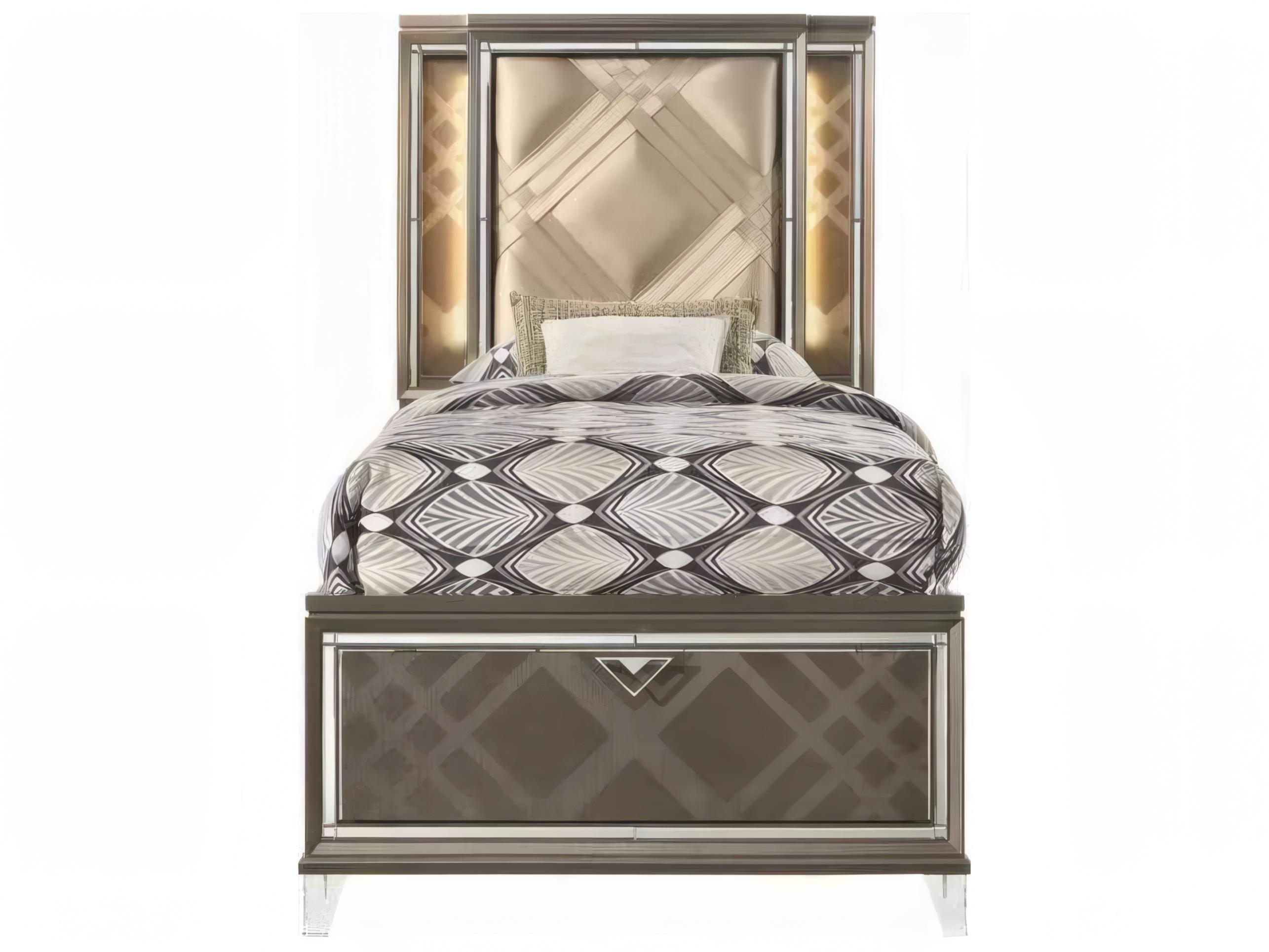 Acme Furniture Skylar Dark Champagne Rubberwood Wood Full Platform Bed