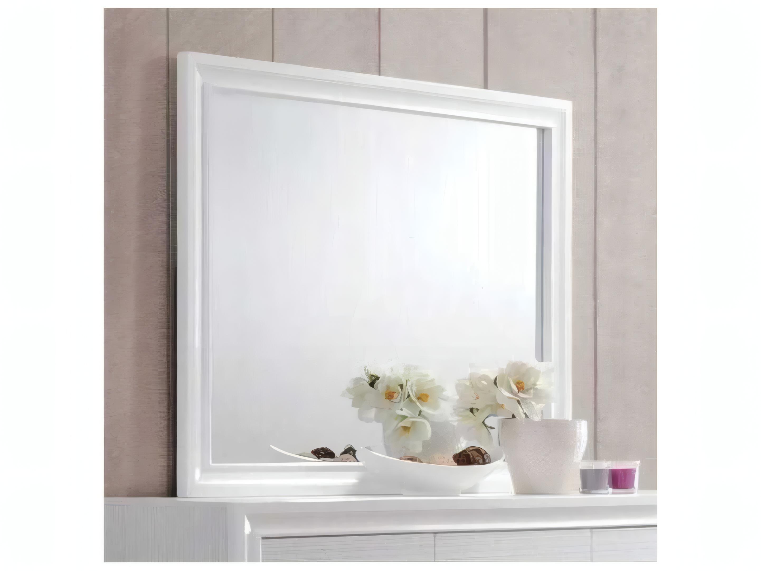 Acme Furniture Naima White Rectangular Wall Mirror