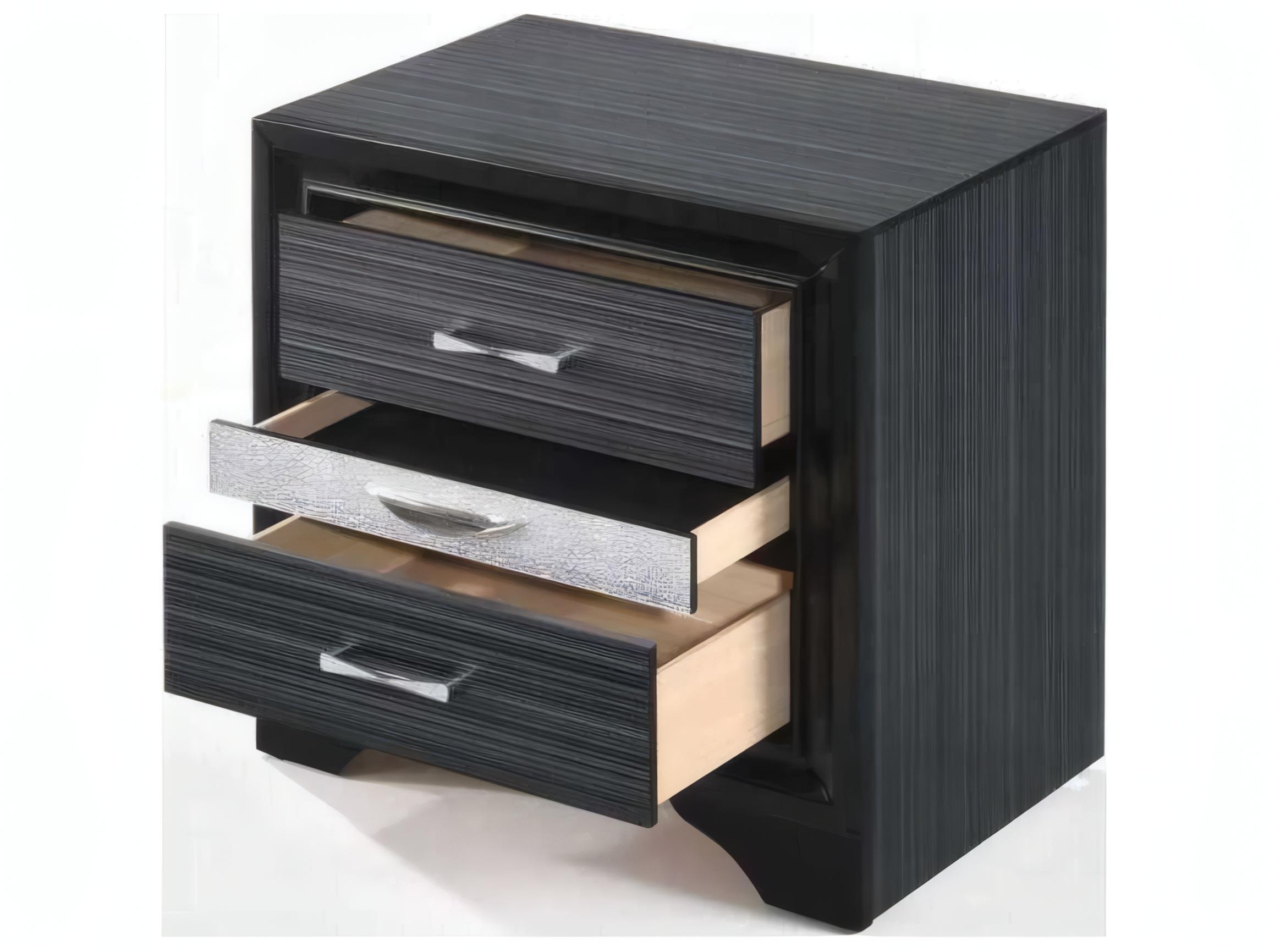 Acme Furniture Naima 3-Drawers Rubberwood Nightstand
