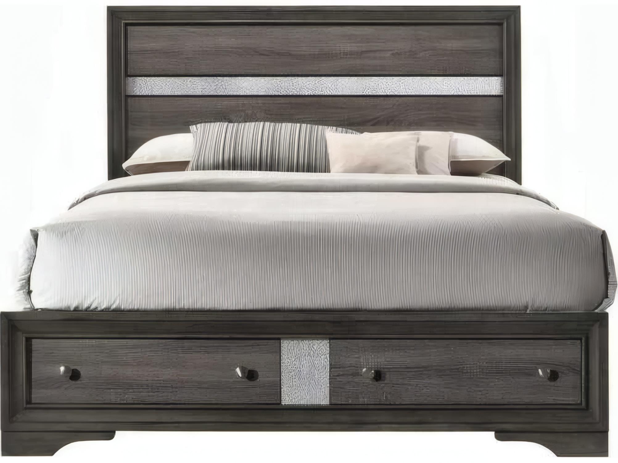 Acme Furniture Naima Gray Rubberwood Wood King Platform Bed