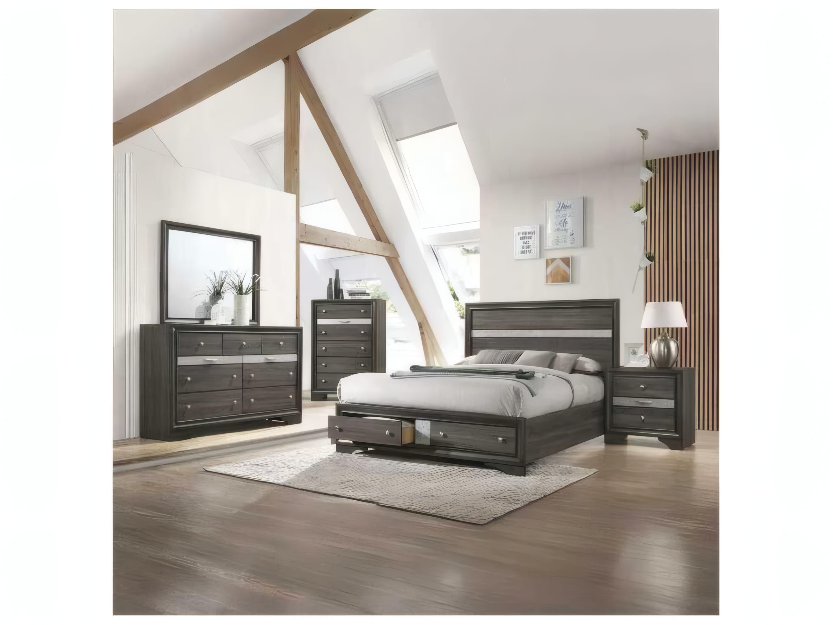 Acme Furniture Naima Gray Rubberwood Wood King Platform Bed