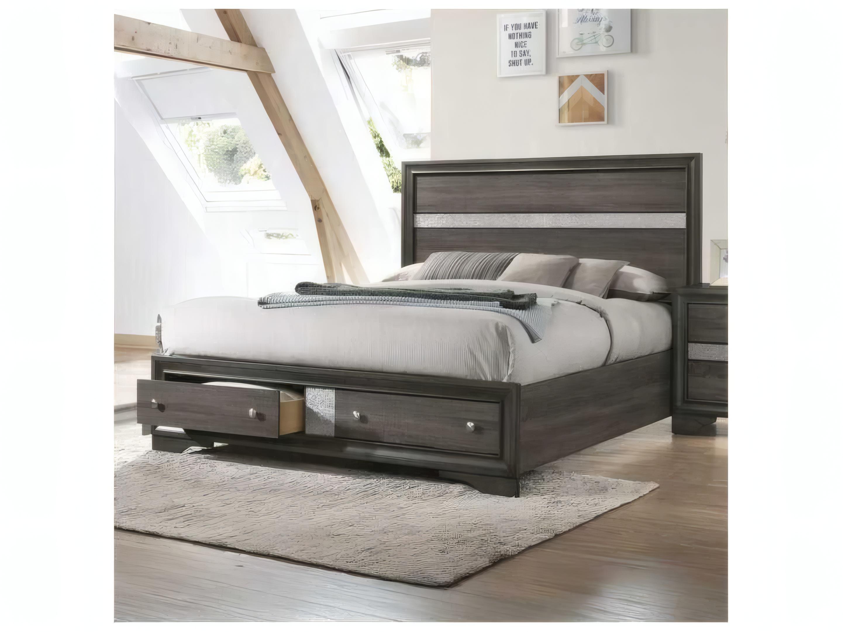 Acme Furniture Naima Gray Rubberwood Wood King Platform Bed