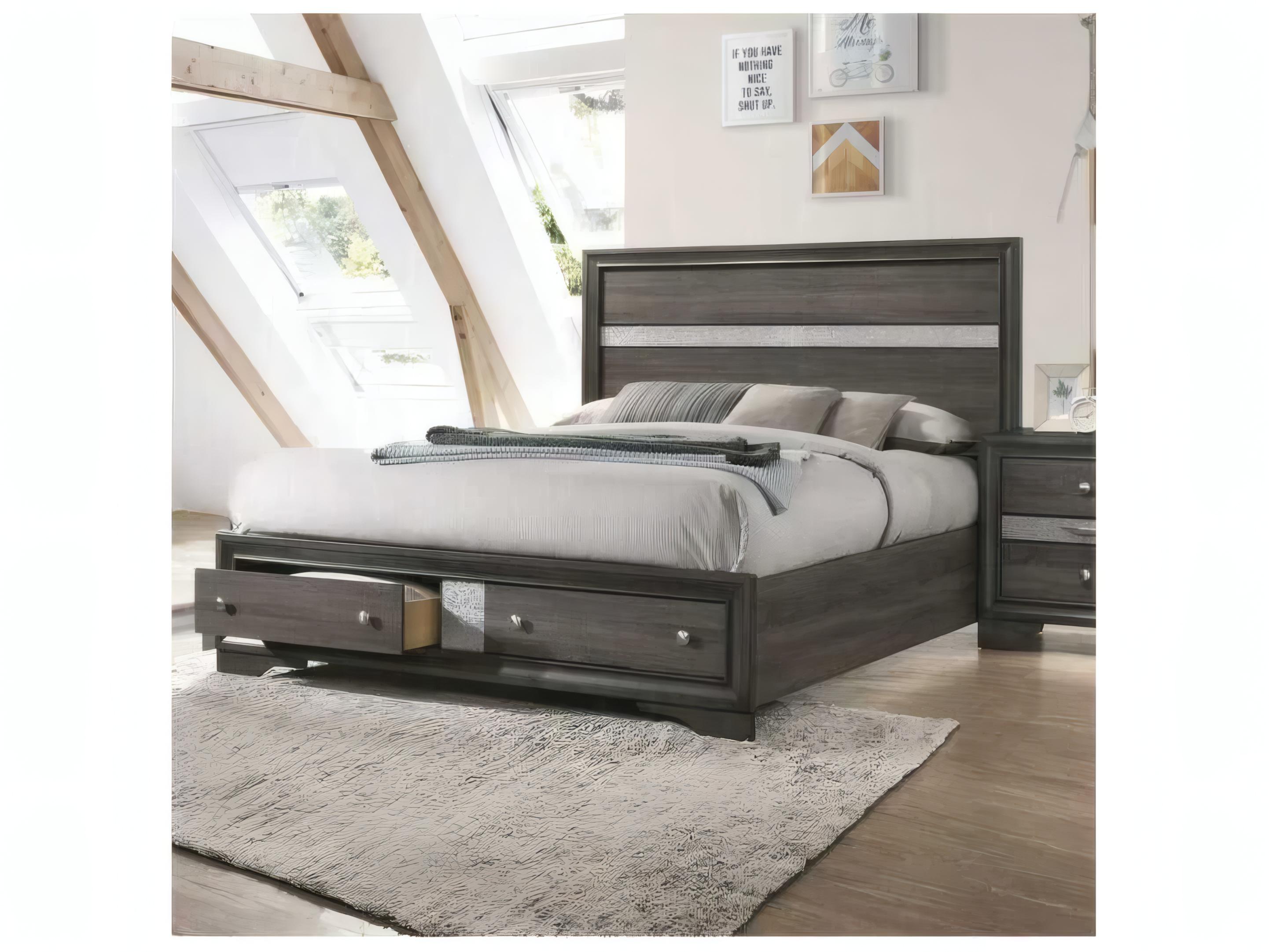 Acme Furniture Naima Gray Rubberwood Wood Queen Platform Bed