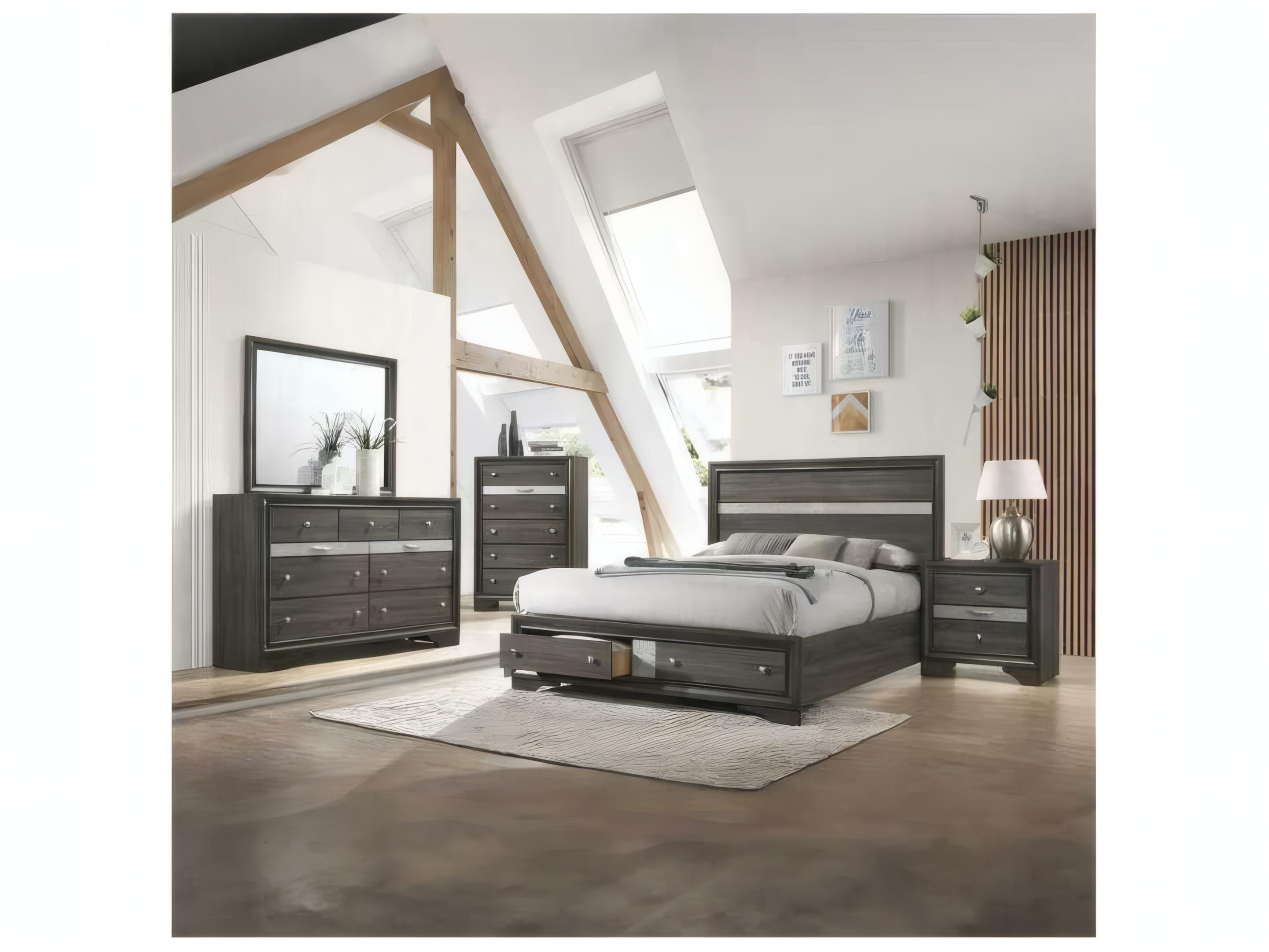Acme Furniture Naima Gray Rubberwood Wood Queen Platform Bed
