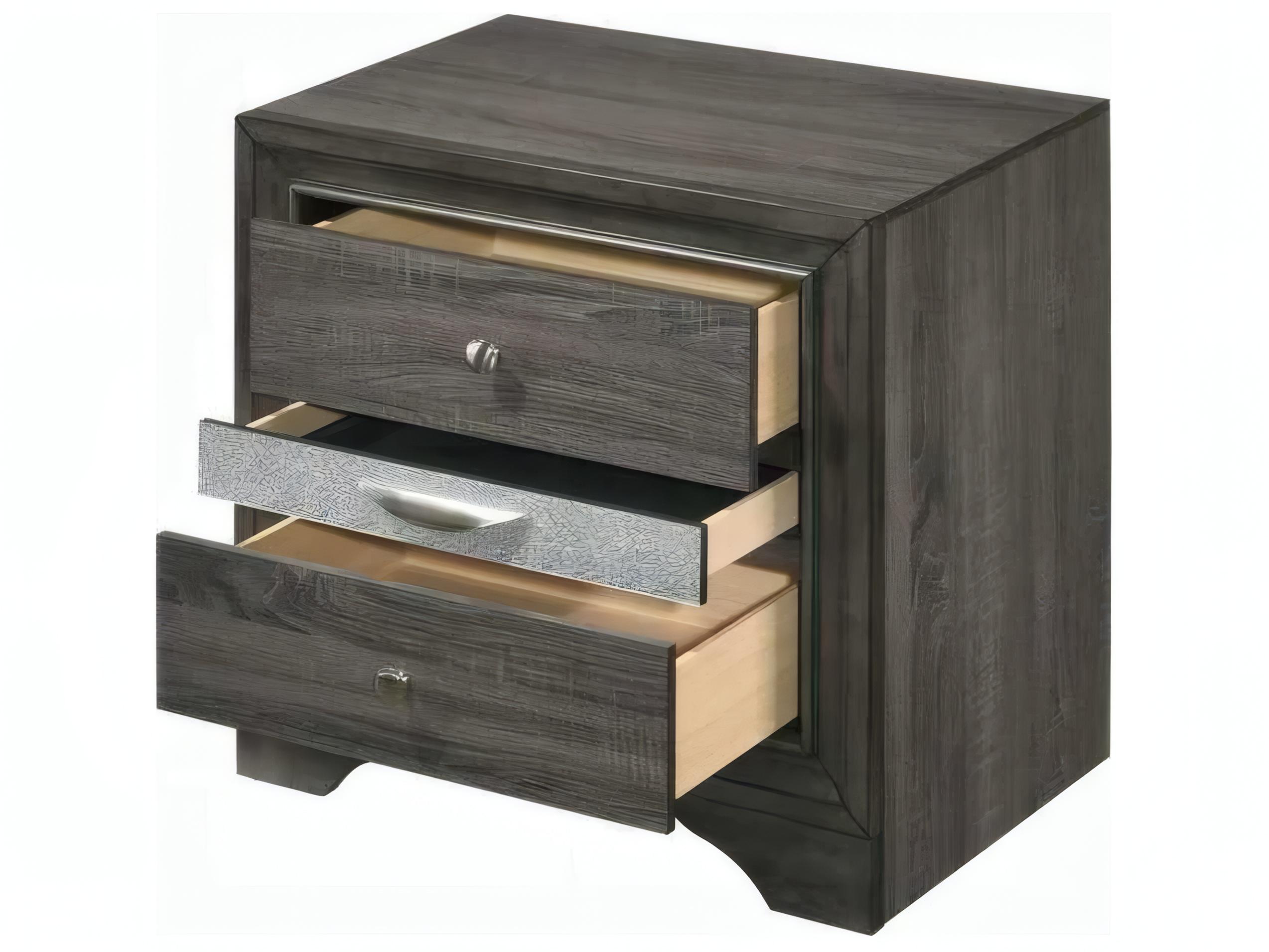 Acme Furniture Naima 3-Drawers Rubberwood Nightstand