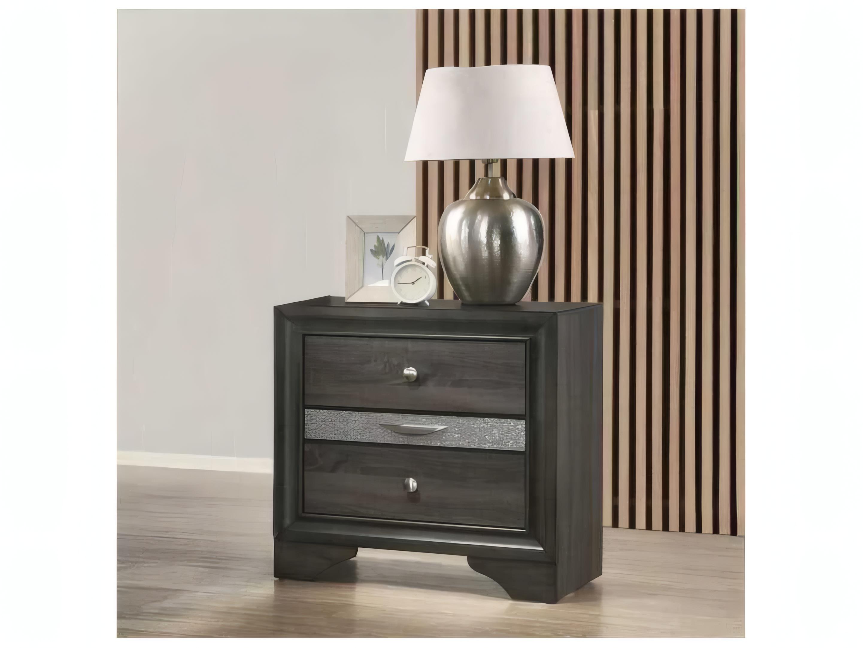 Acme Furniture Naima 3-Drawers Rubberwood Nightstand