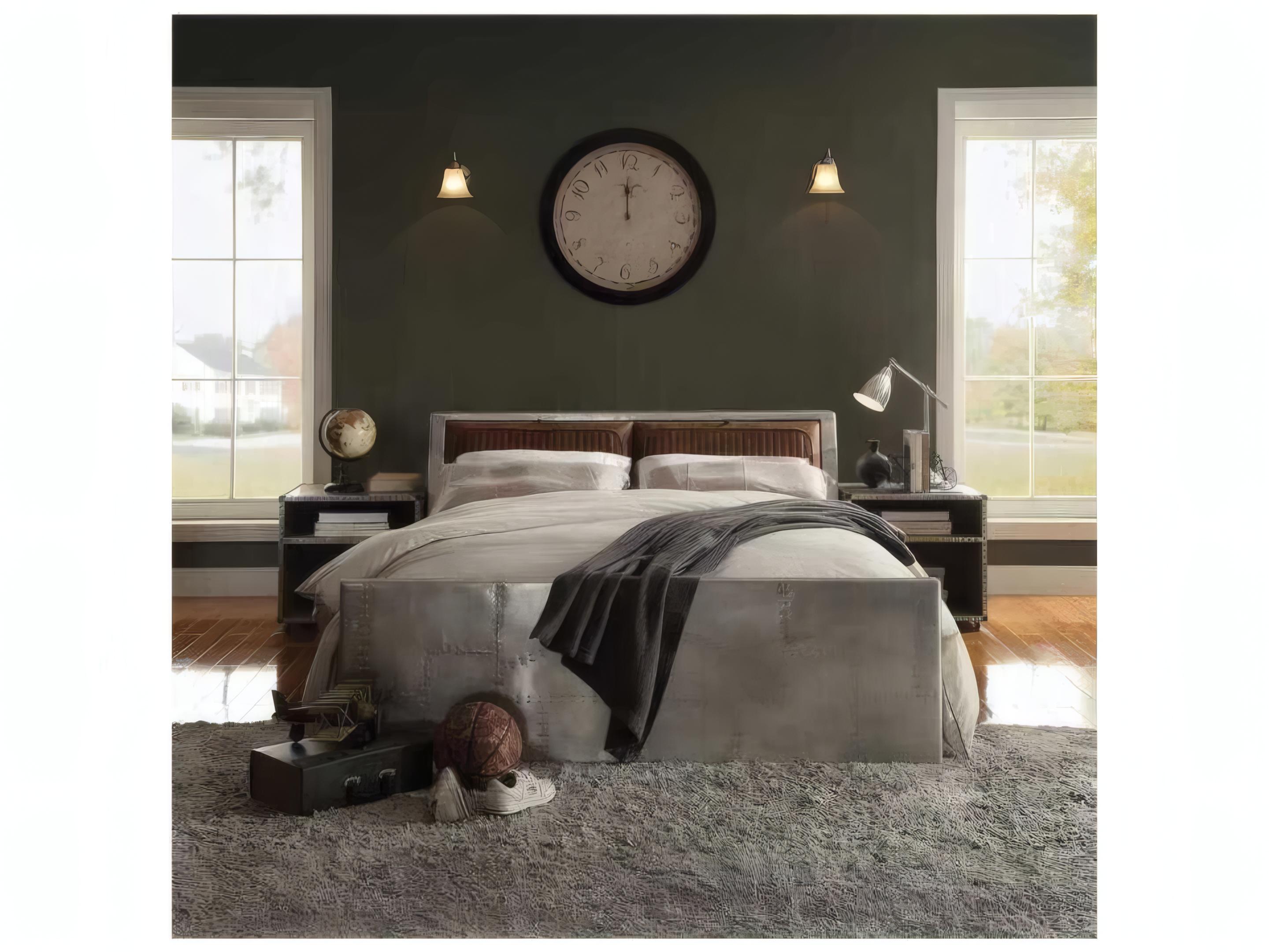 Acme Furniture Brancaster Retro Brown Silver Queen Panel Bed