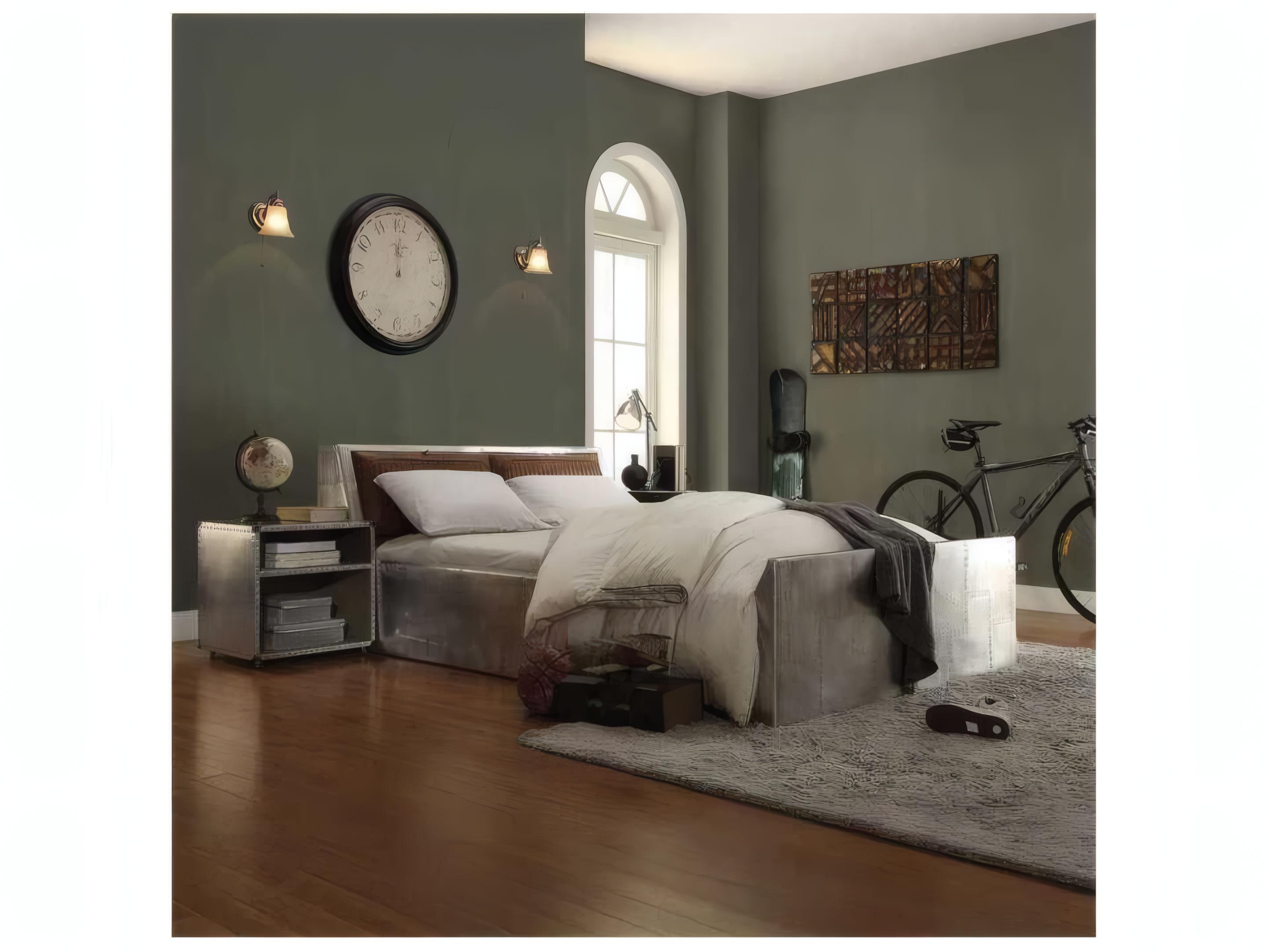 Acme Furniture Brancaster Retro Brown Silver Queen Panel Bed