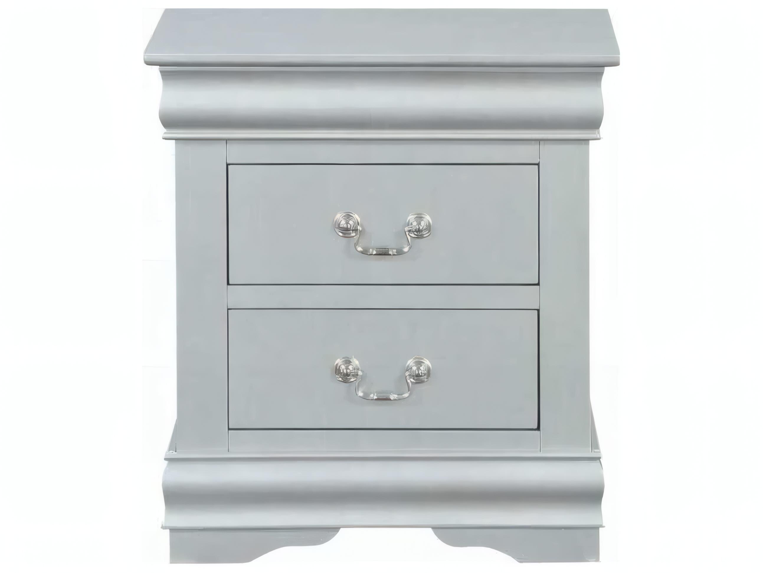 Acme Furniture Louis Philippe 2-Drawers Silver Solid Wood Nightstand