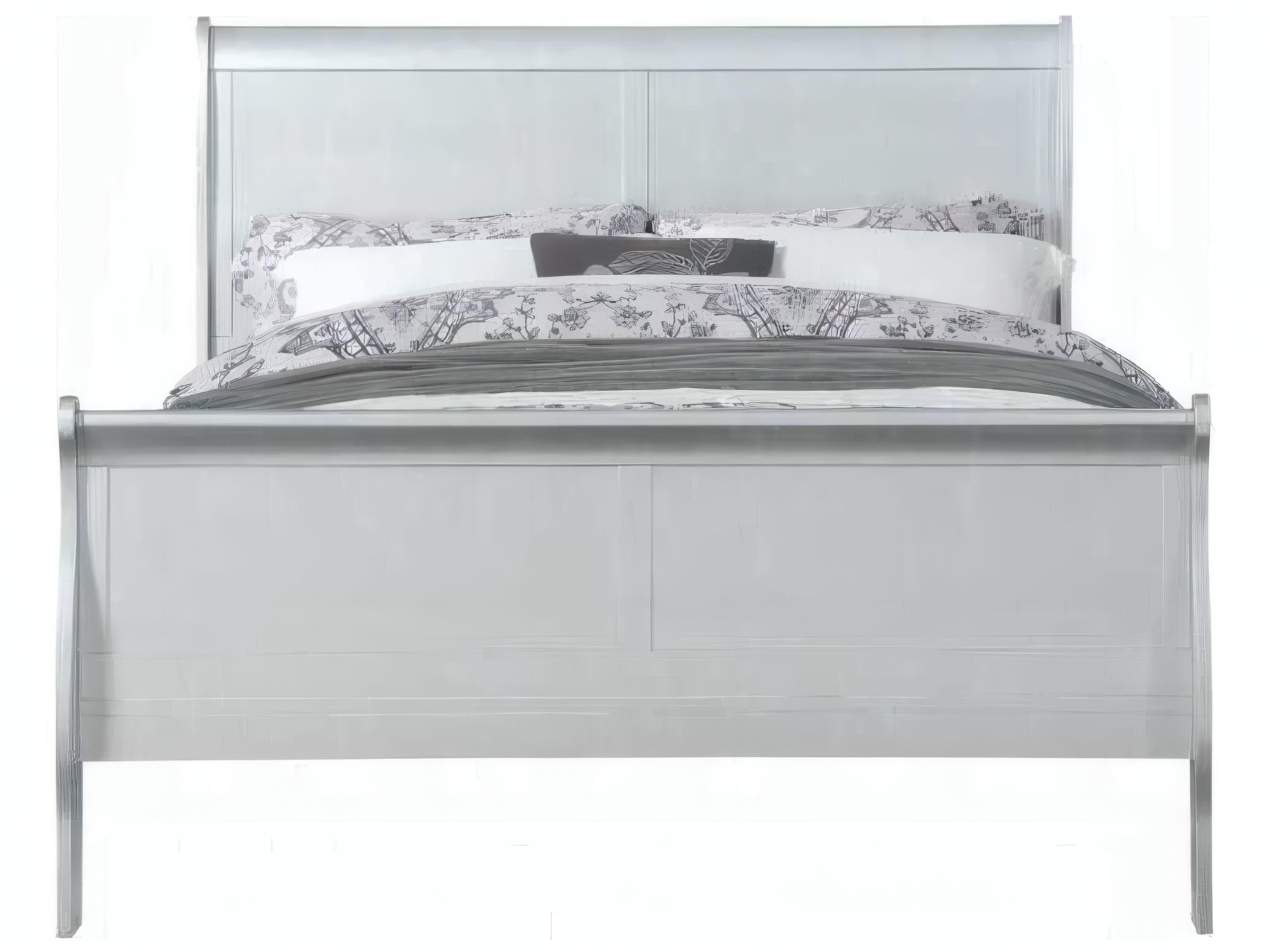 Acme Furniture Louis Philippe Platinum Silver Solid Wood King Sleigh Bed
