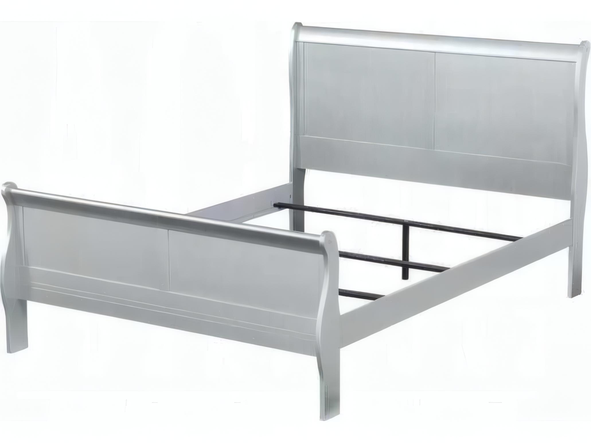 Acme Furniture Louis Philippe Platinum Silver Solid Wood King Sleigh Bed